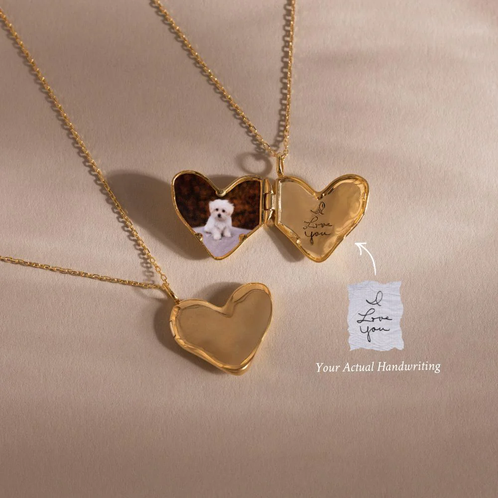Organic Heart Locket Necklace in 18K Gold - Image 3