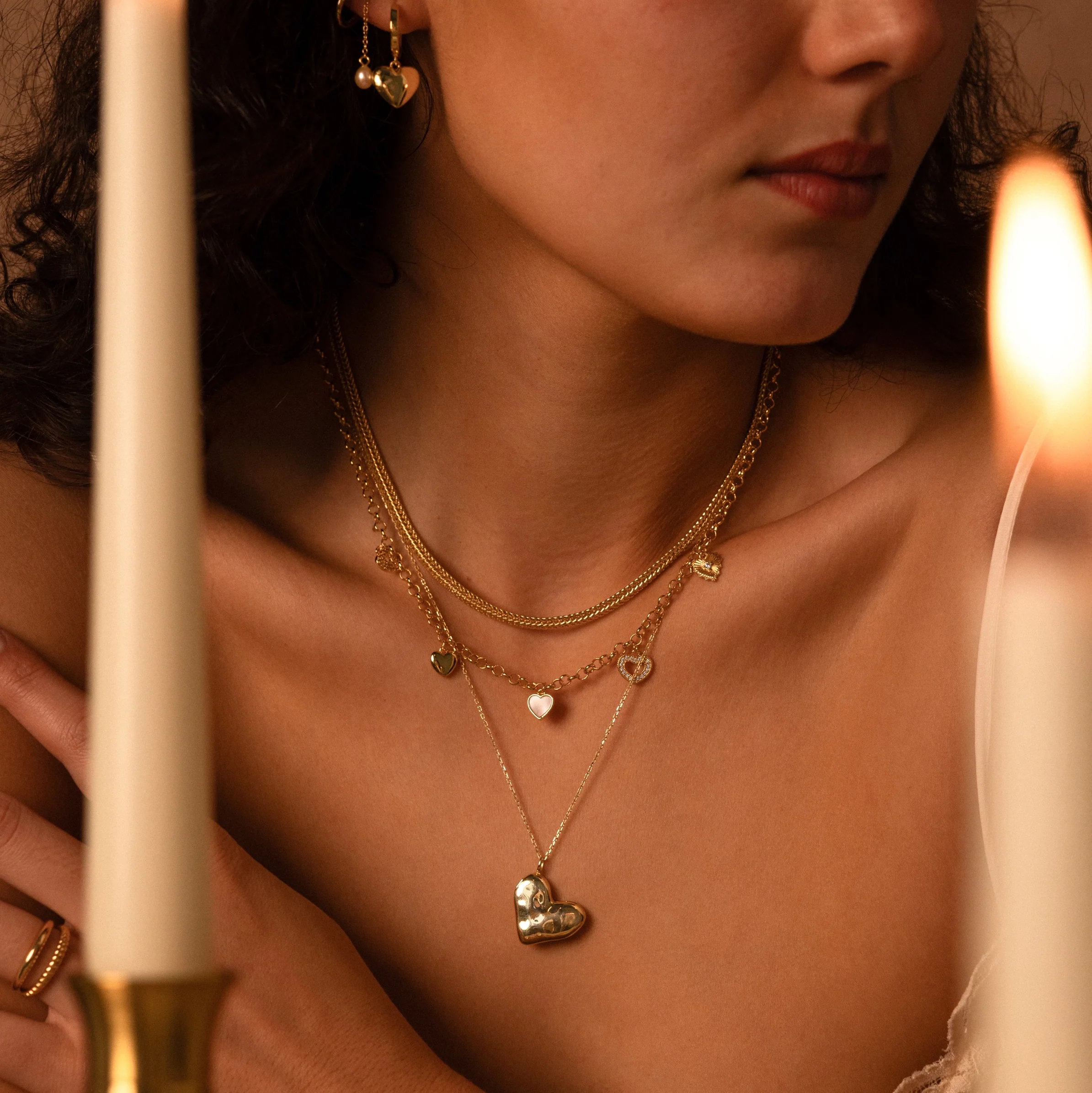 Organic Heart Locket Necklace in 18K Gold - Image 6
