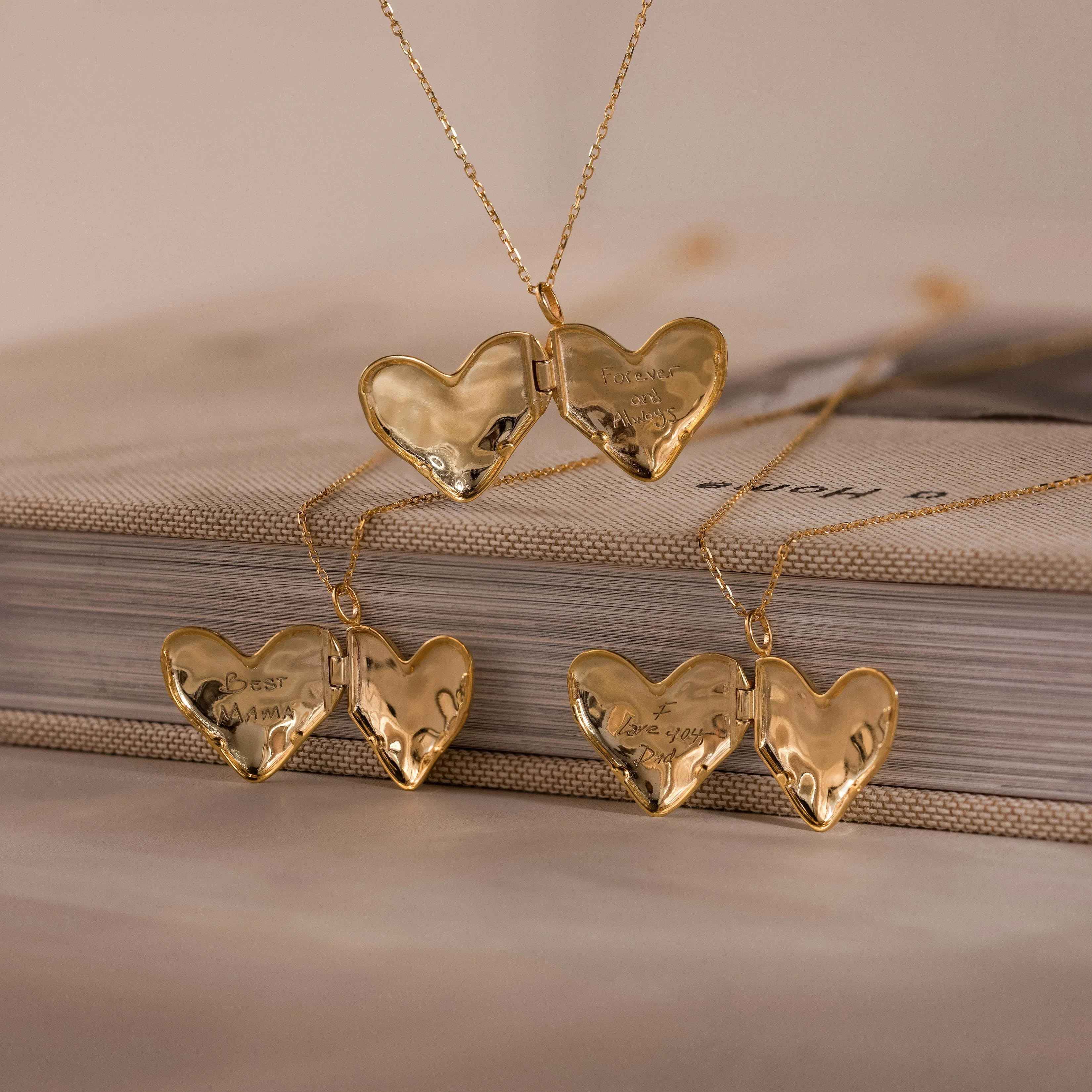 Organic Heart Locket Necklace in 18K Gold - Image 7