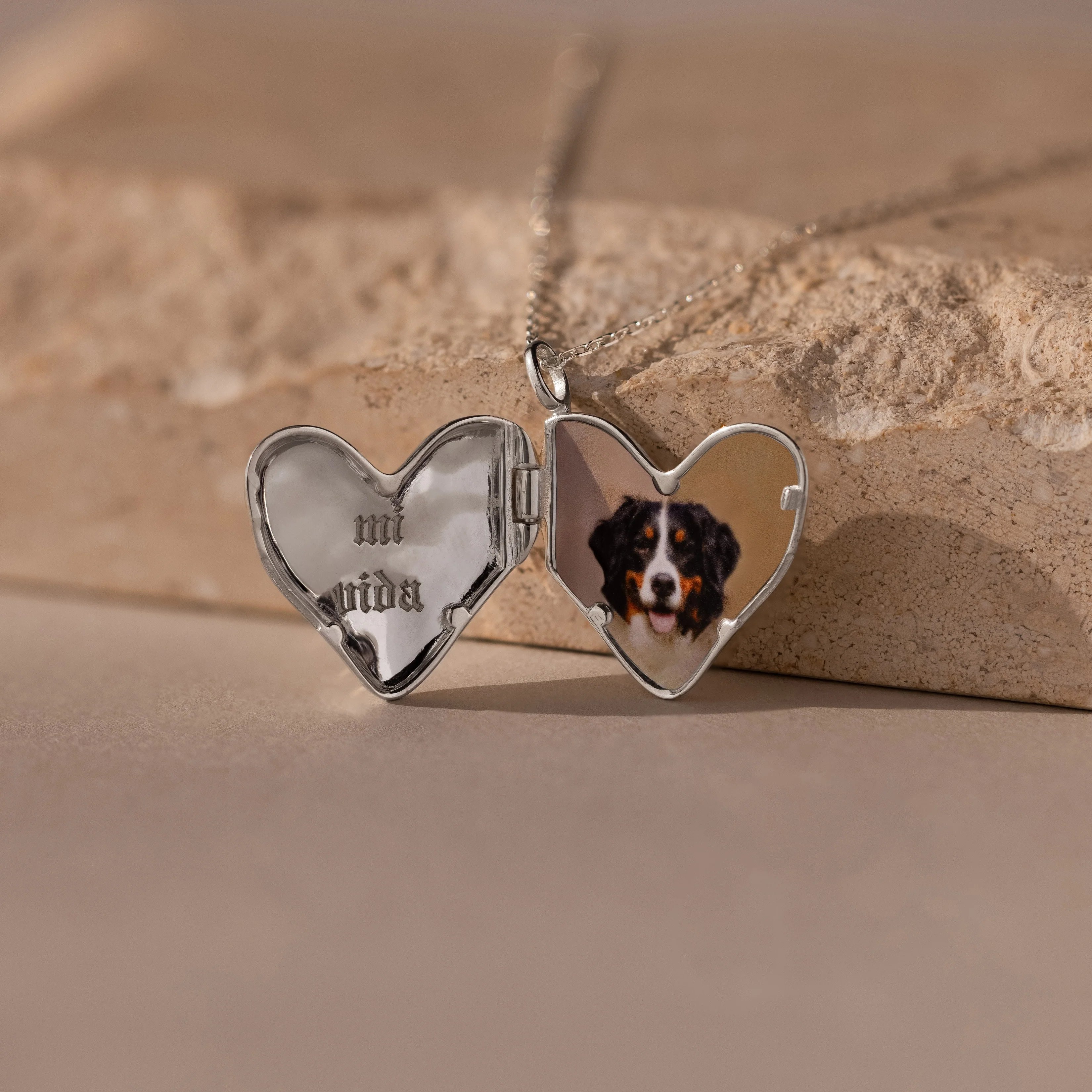 Organic Heart Locket Necklace - Image 4