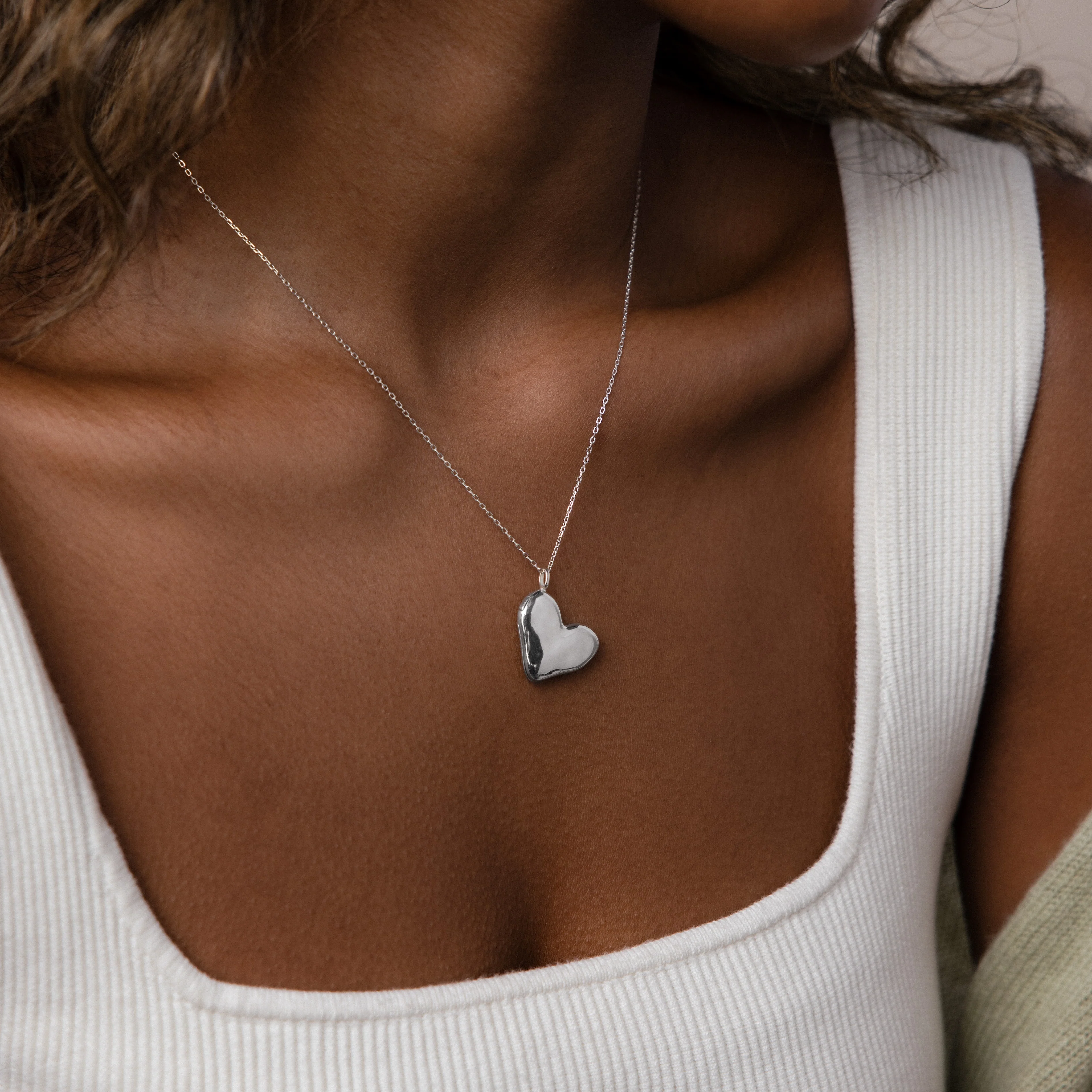Organic Heart Locket Necklace - Image 5