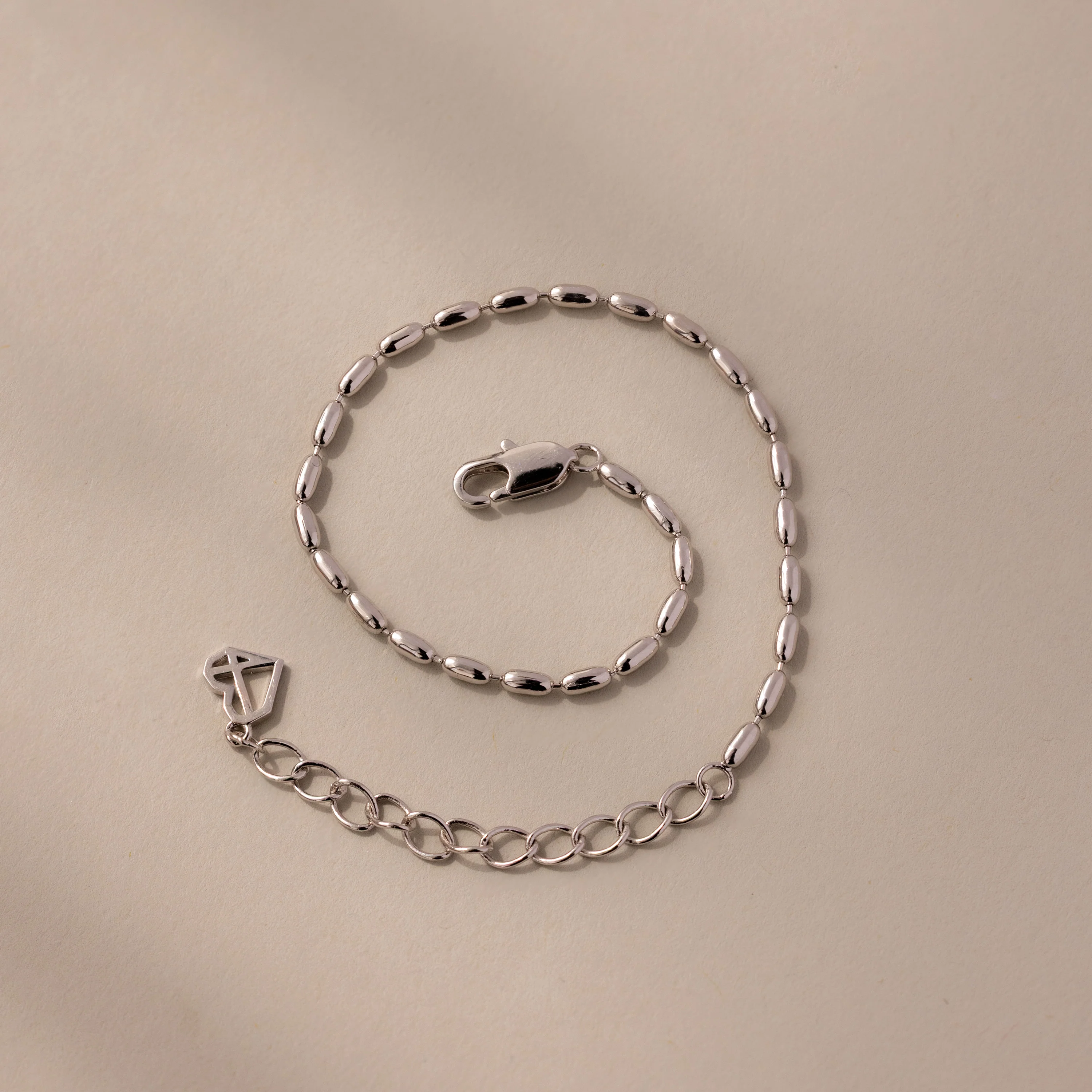 Oval Beaded Bracelet in Silver