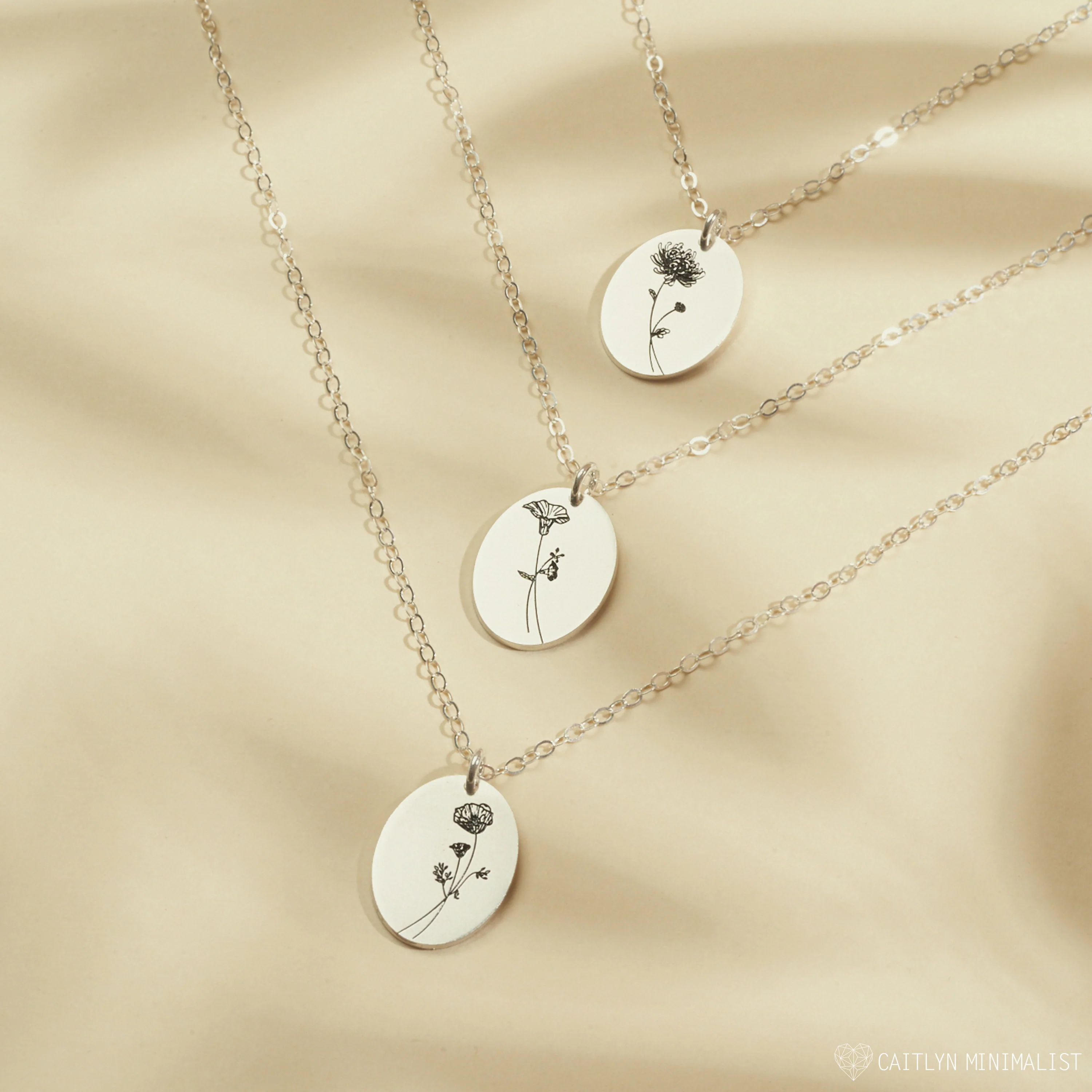 Oval Birth Flower Necklace - Image 5