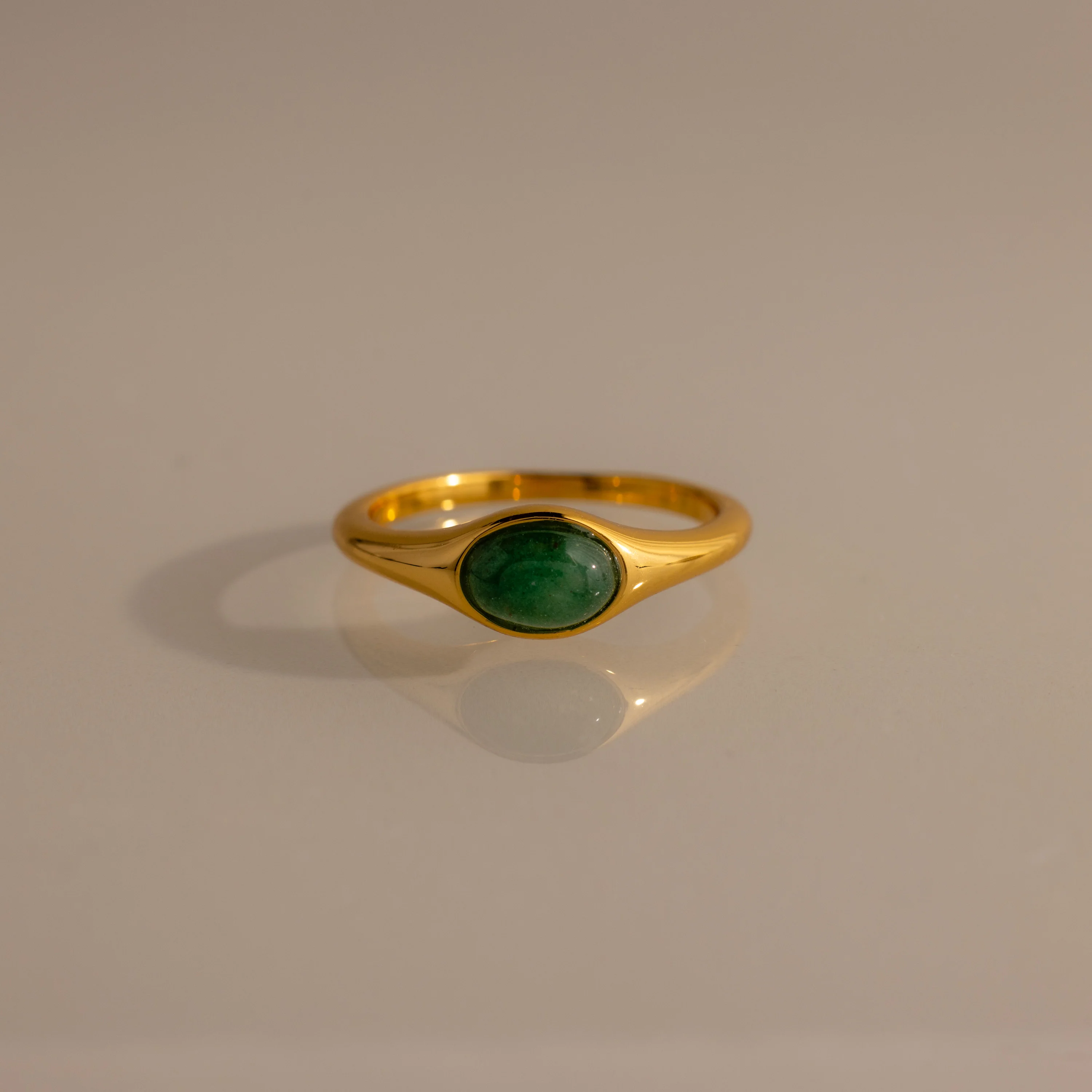 Oval Jade Signet Ring