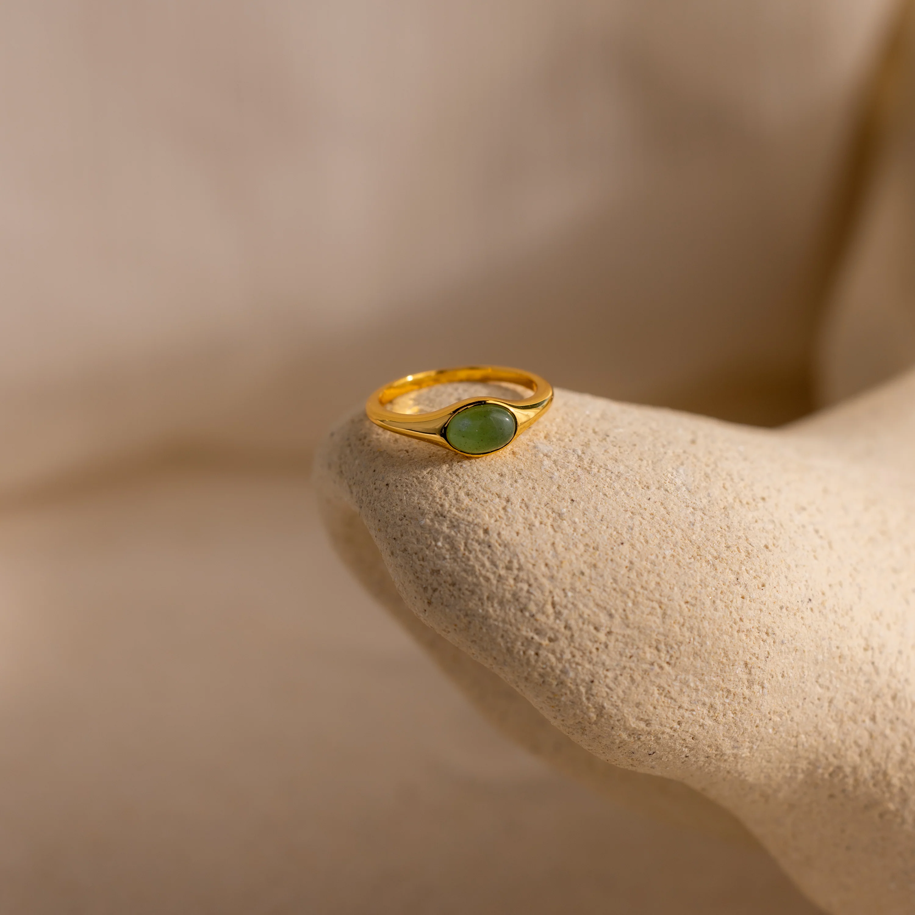 Oval Jade Signet Ring - Image 5
