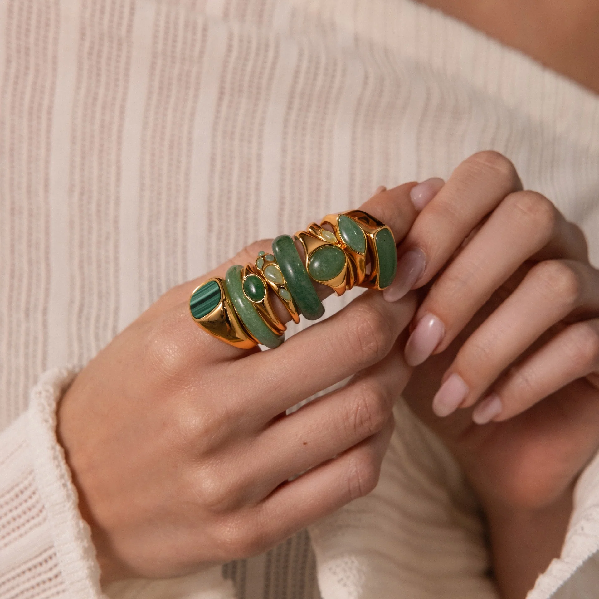 Oval Jade Signet Ring - Image 6