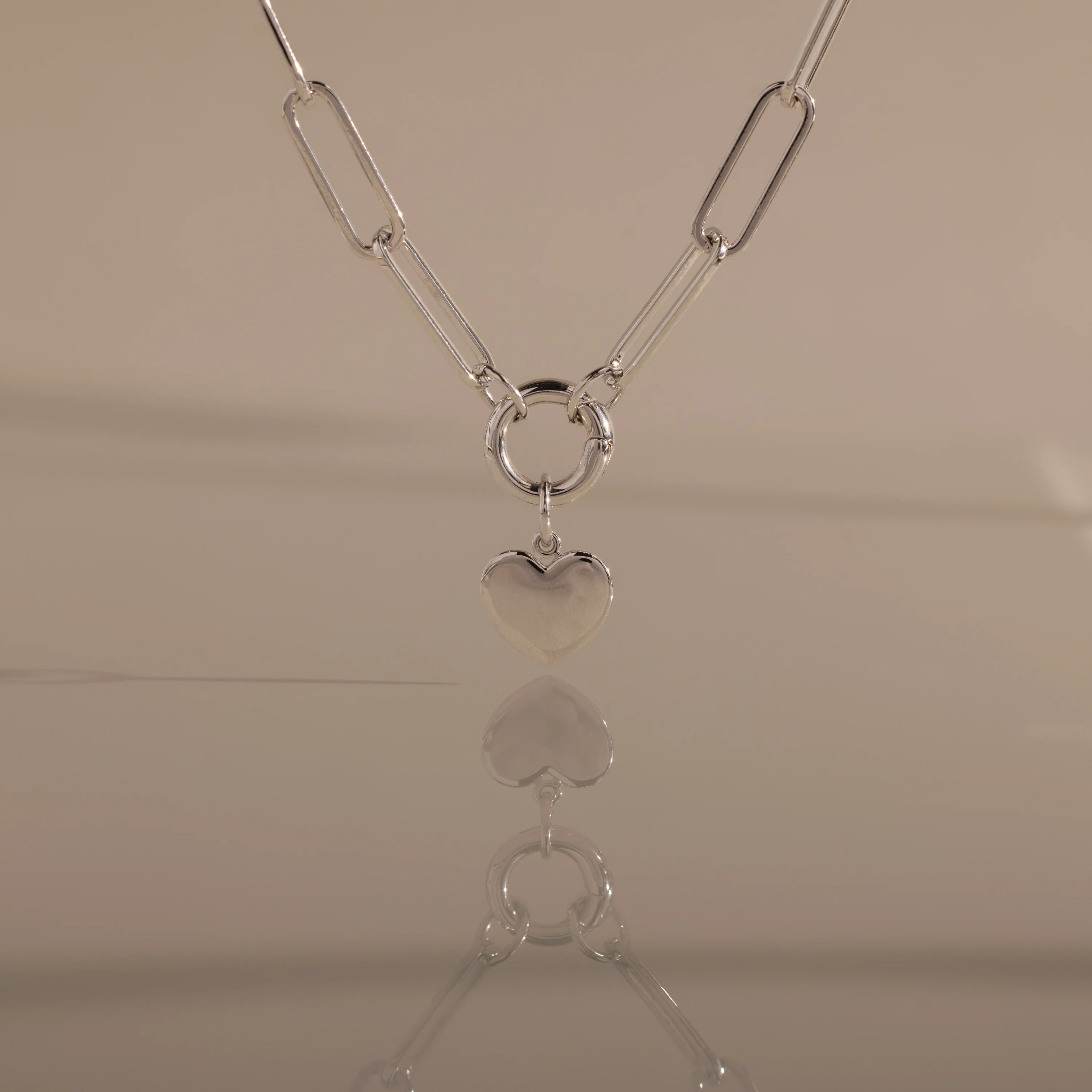 Paperclip Heart Charm Necklace in Silver - Image 5