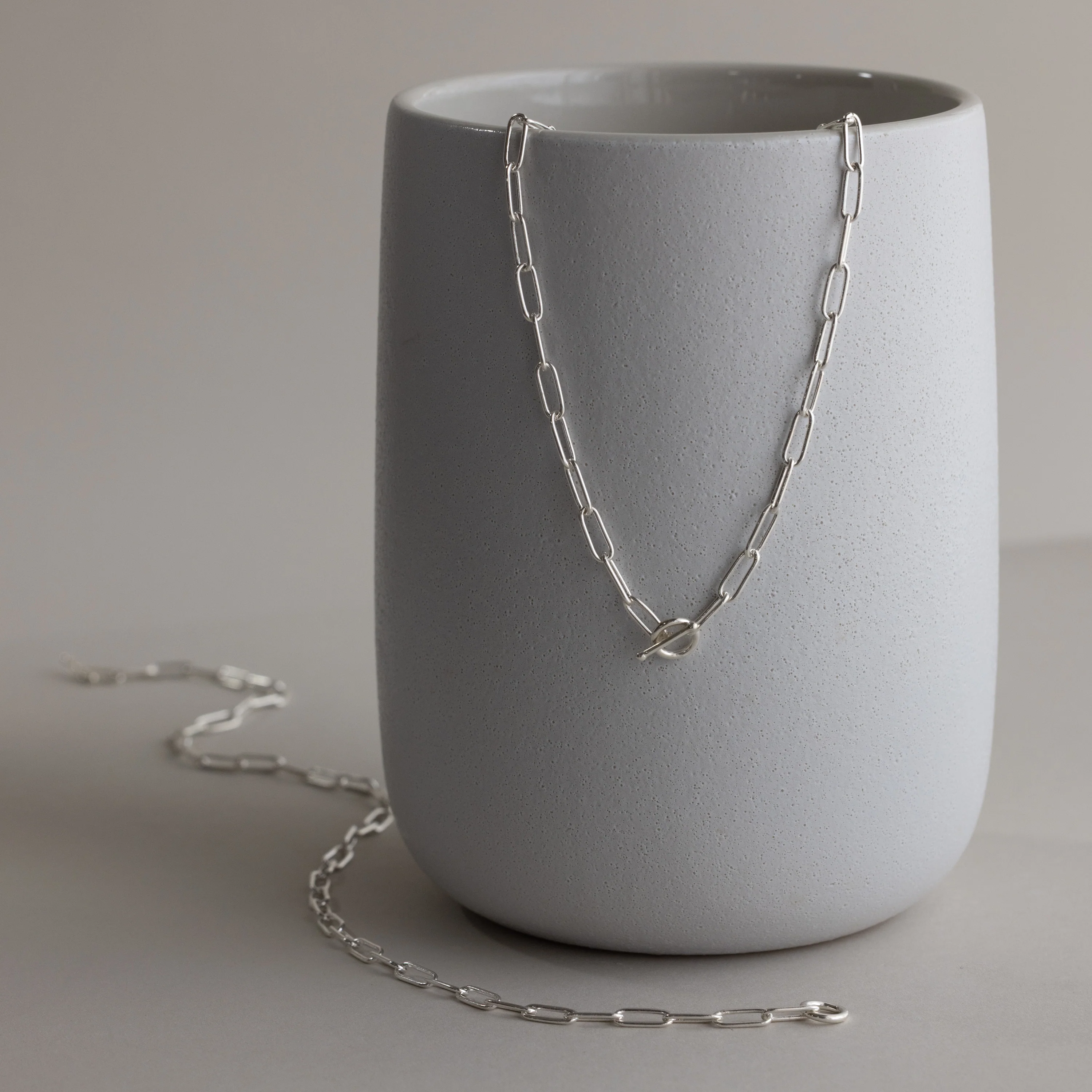 Paperclip Toggle Necklace in Silver