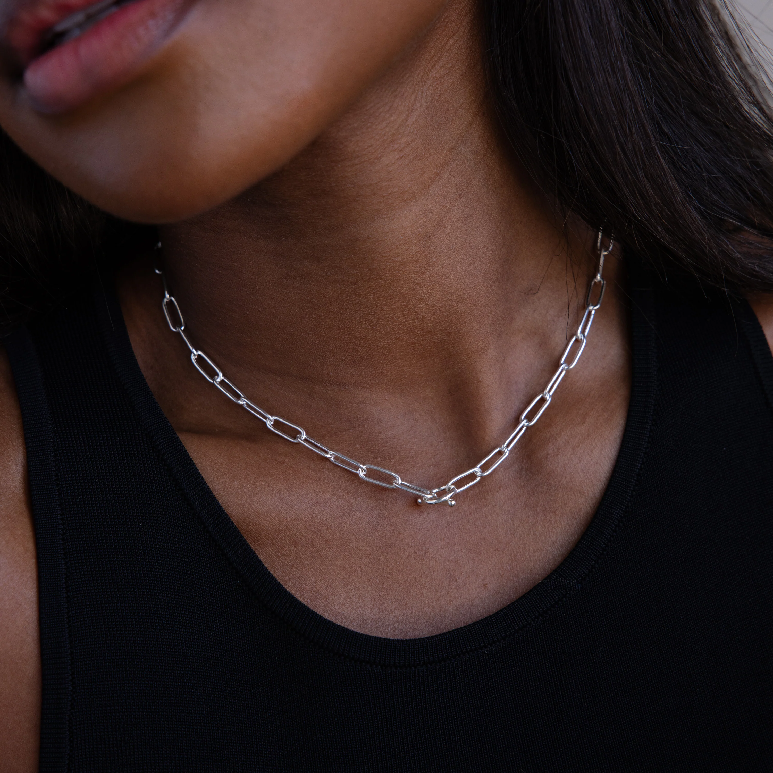 Paperclip Toggle Necklace in Silver - Image 2