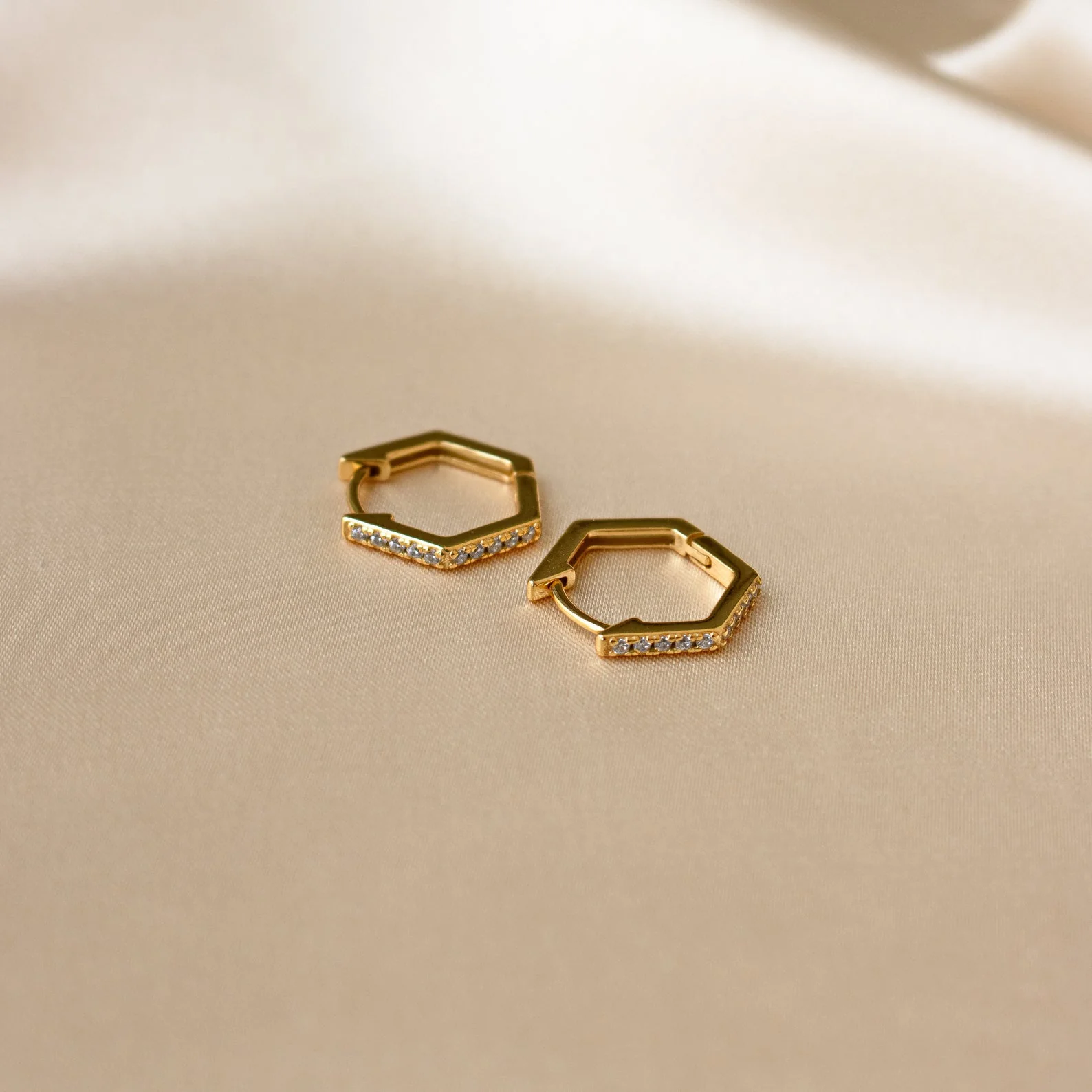 Parker Pave Hexagon Huggies - Image 5