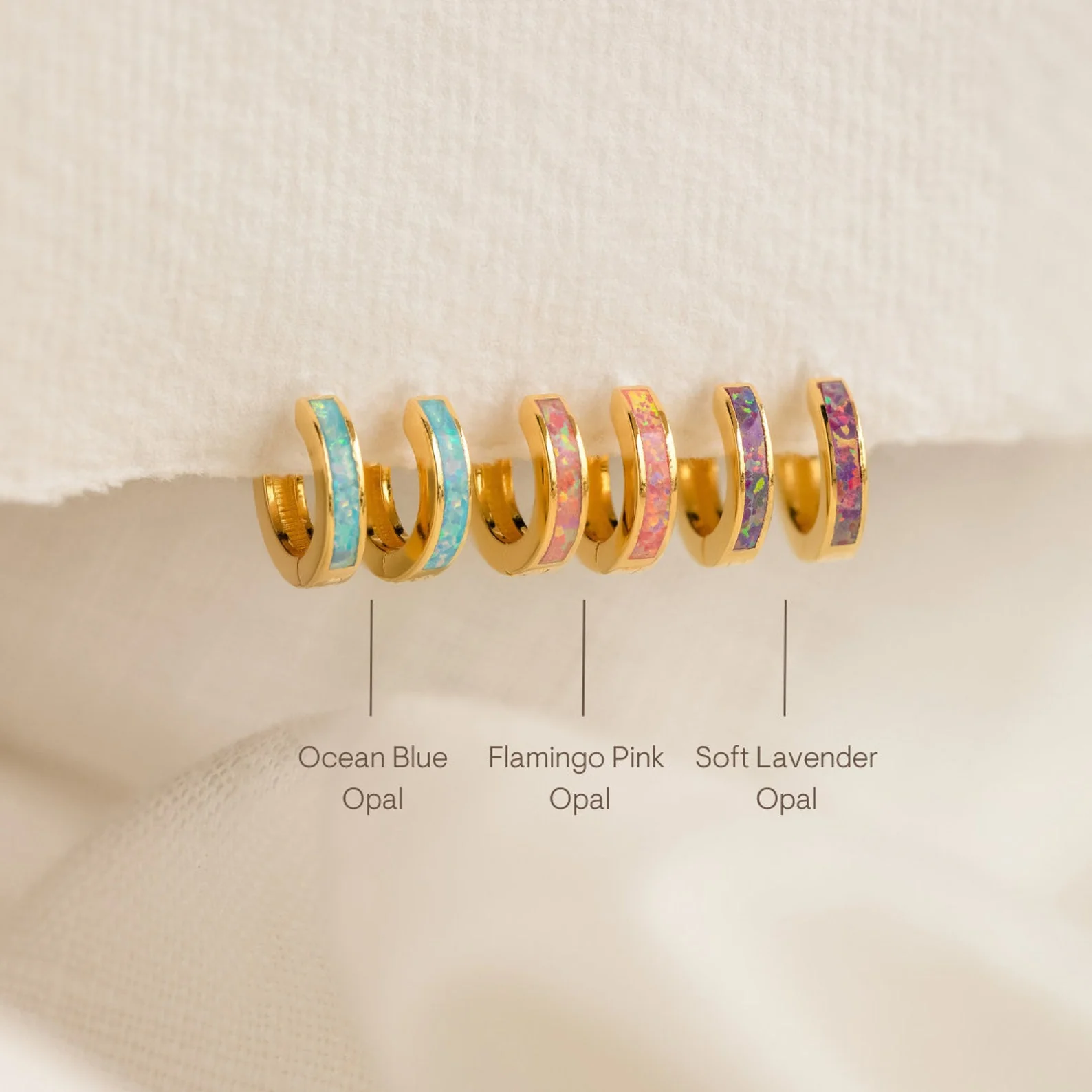Pastel Opal Inlay Huggies - Image 3