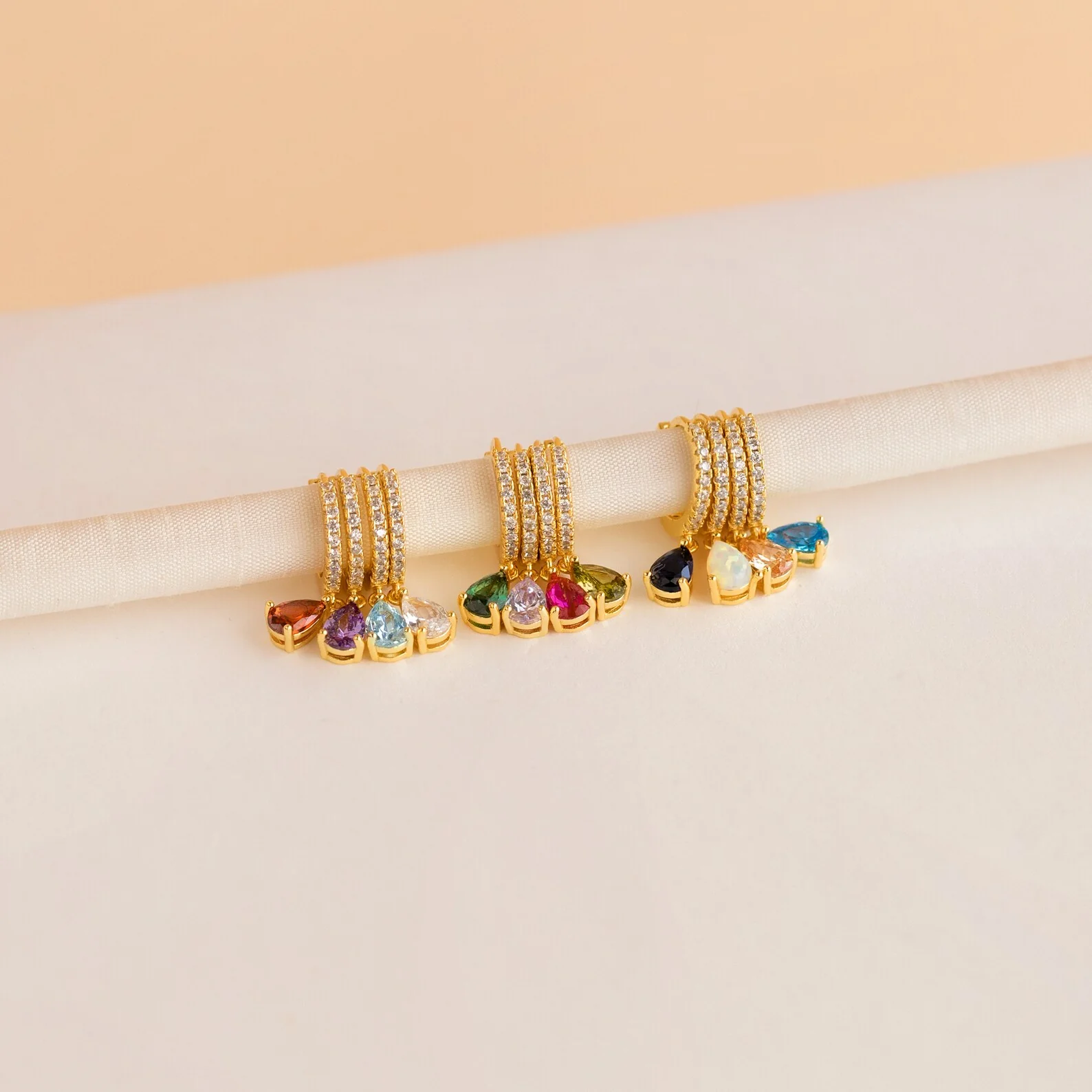 Pave Birthstone Drop Huggies - Image 3