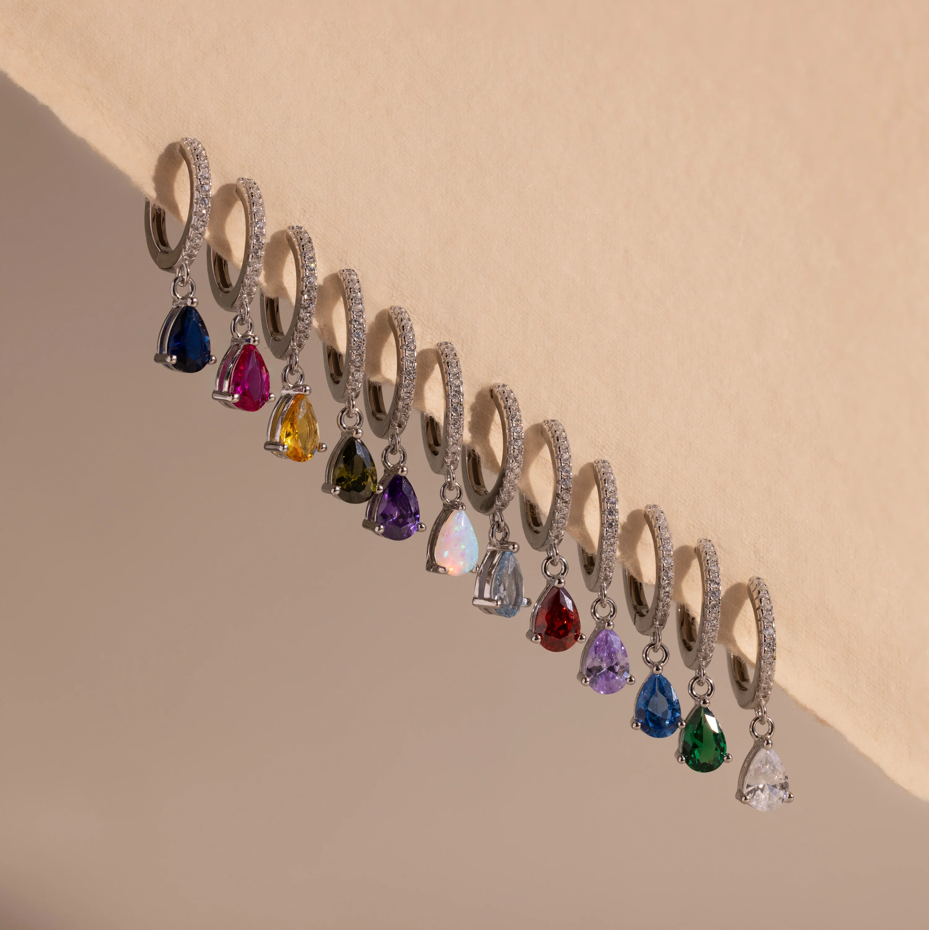 Pave Birthstone Drop Huggies - Image 8