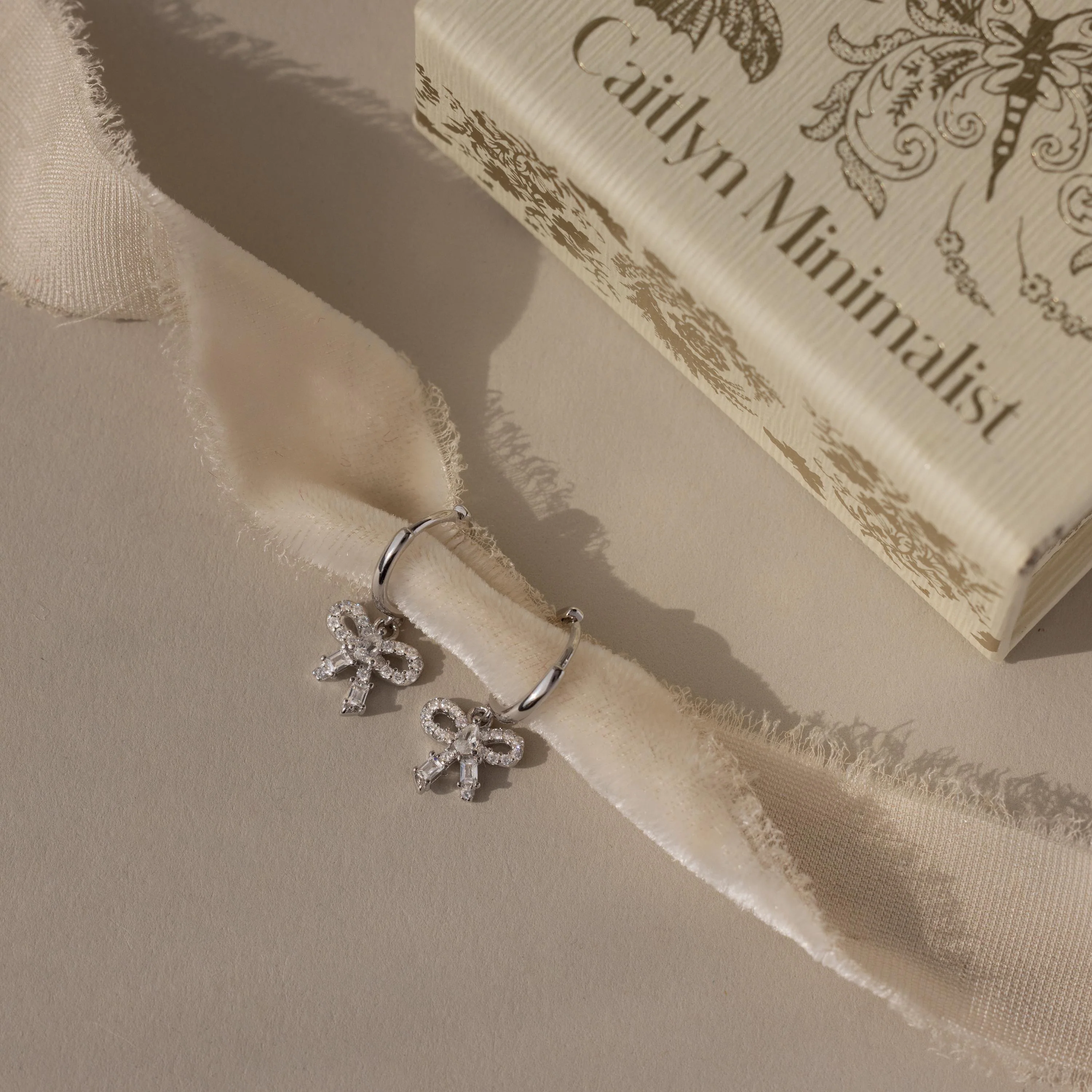 Pave Bow Charm Hoops - Image 6