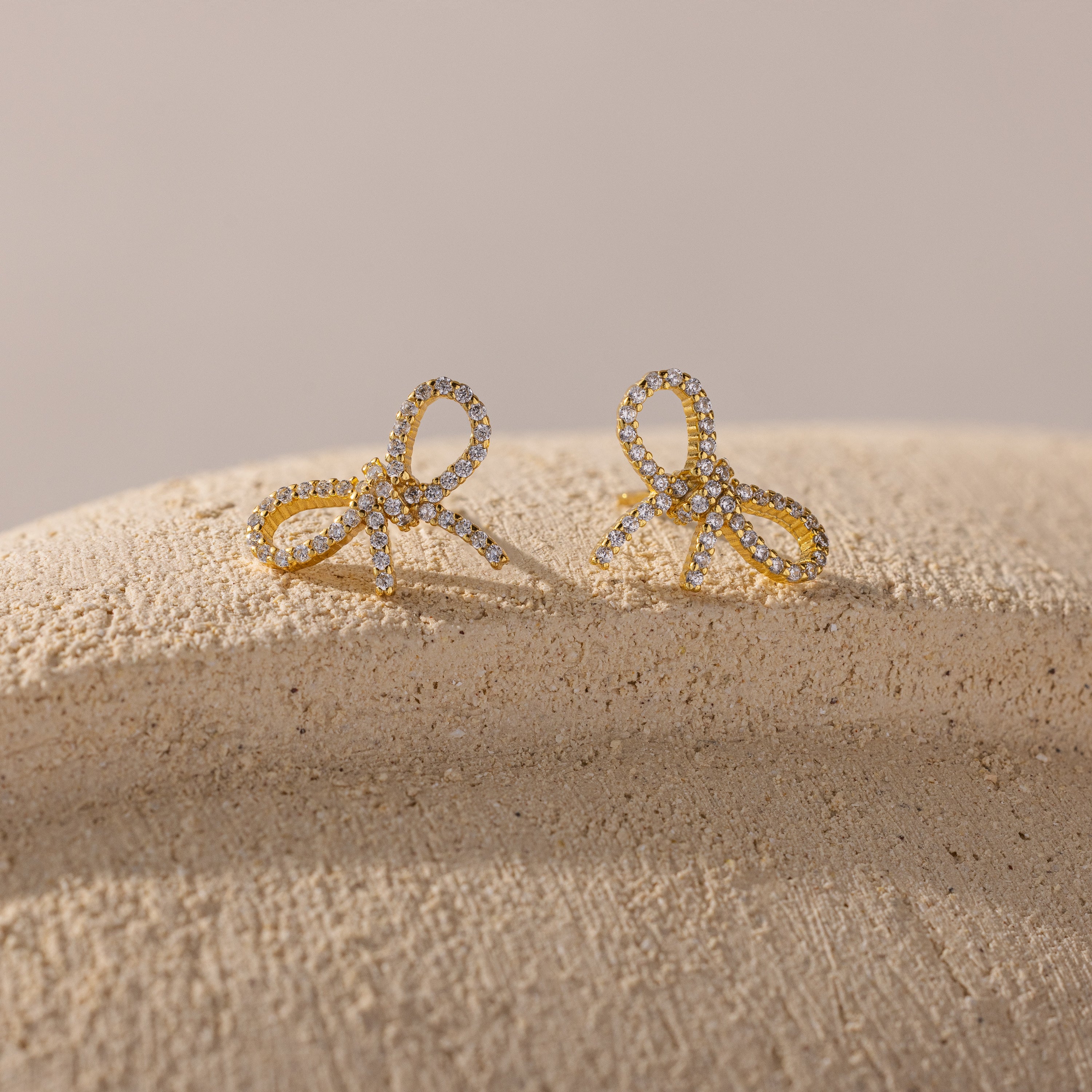 Pave Bow Studs in 18K Gold - Image 5