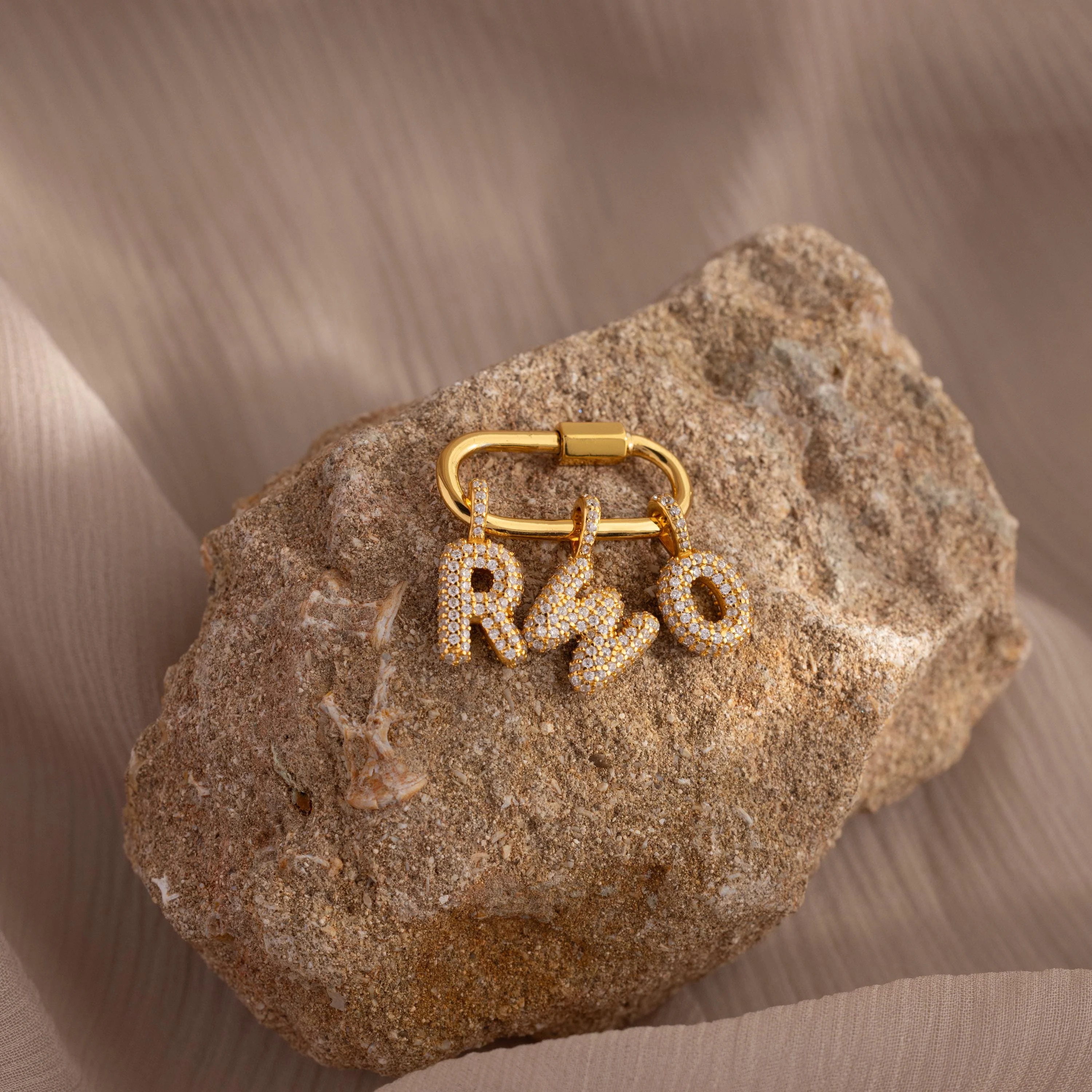Pave Bubble Letter Charm