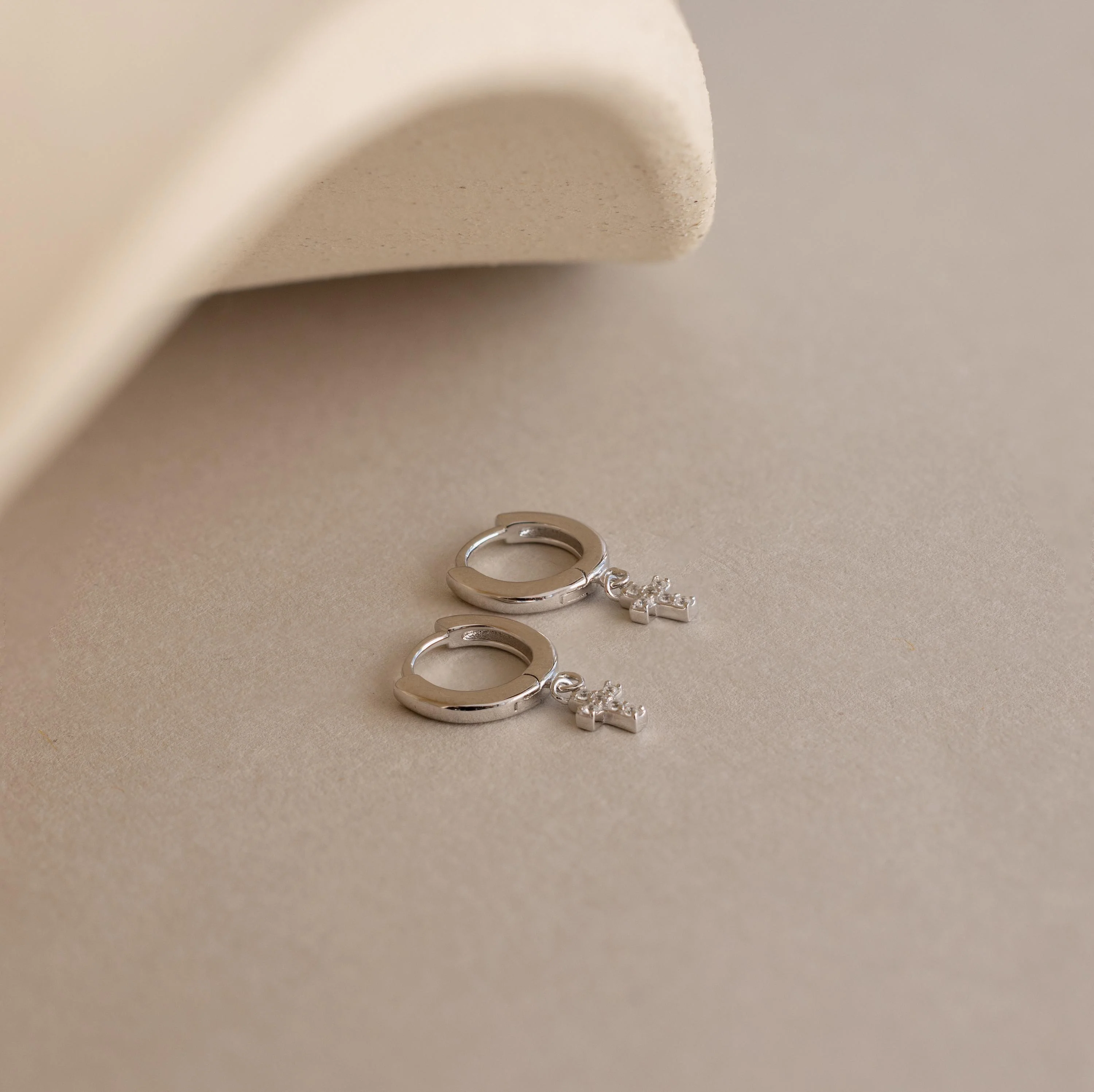 Pave Cross Huggies - Image 5