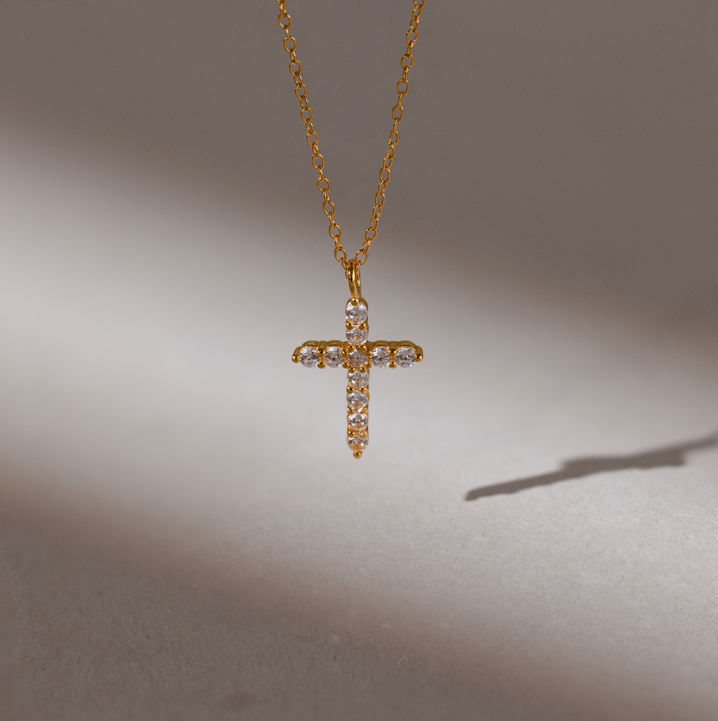 Pave Cross Necklace in 18K Gold - Image 5