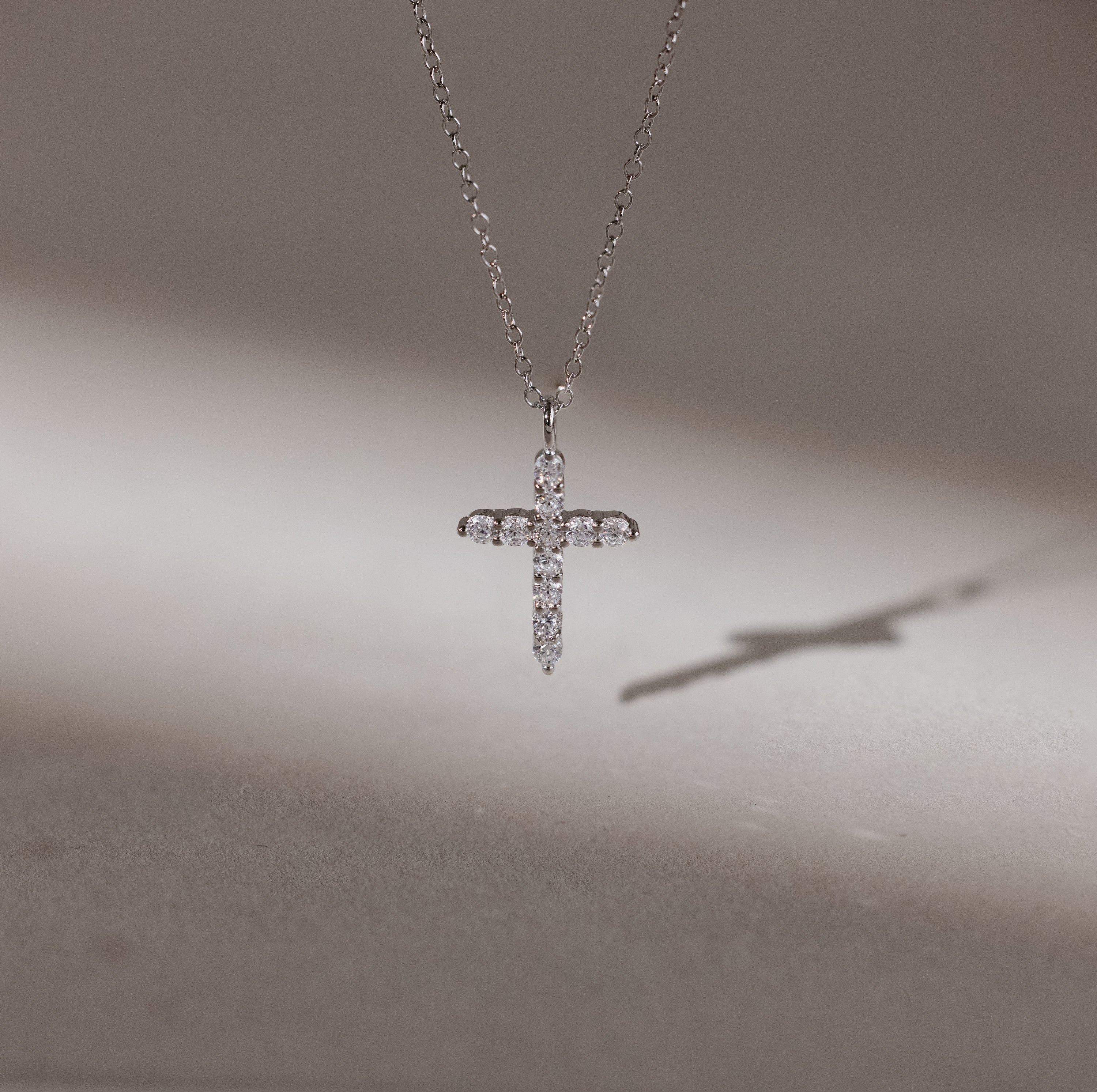 Pave Cross Necklace in Silver - Image 5
