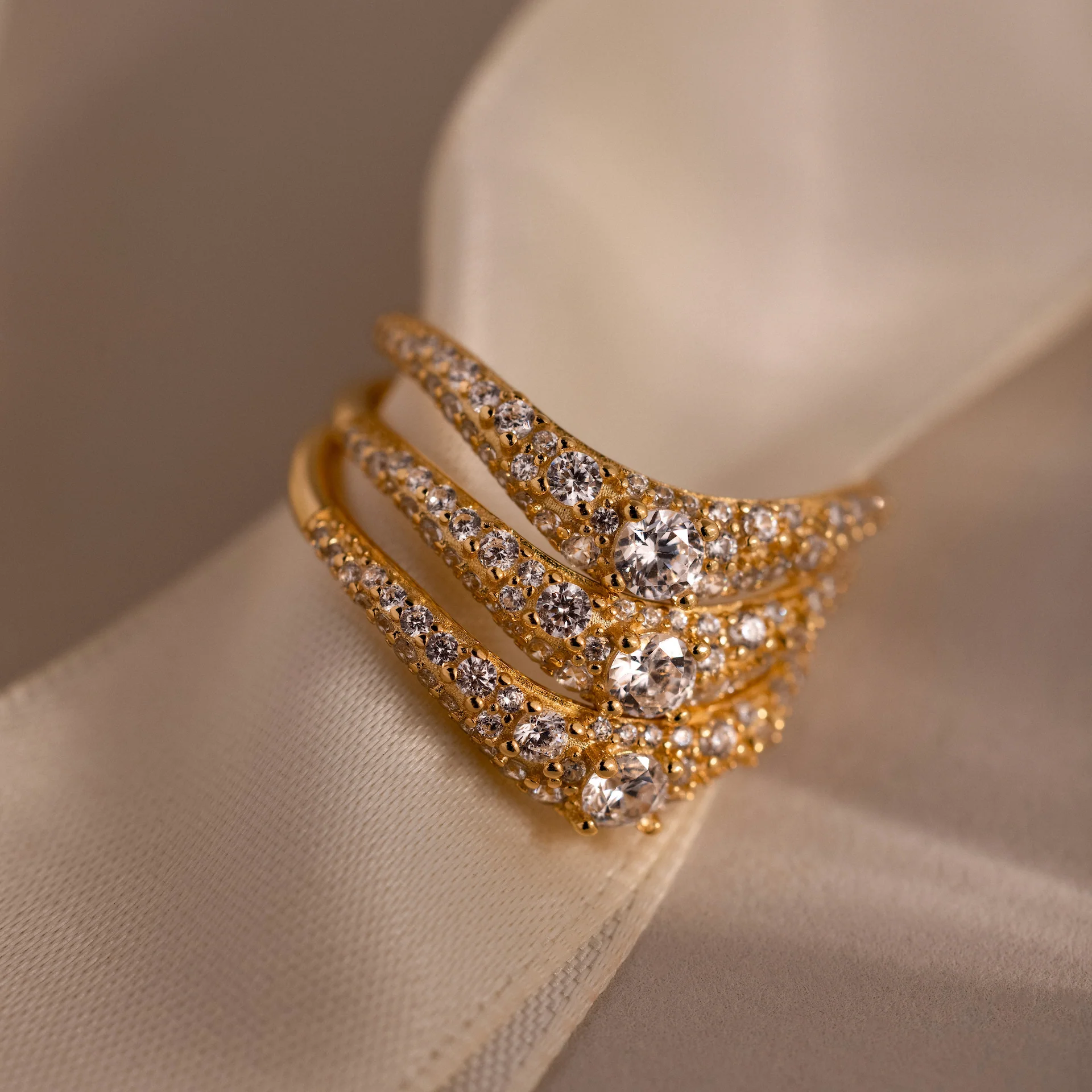 Pave Diamond Curve Ring - Image 5