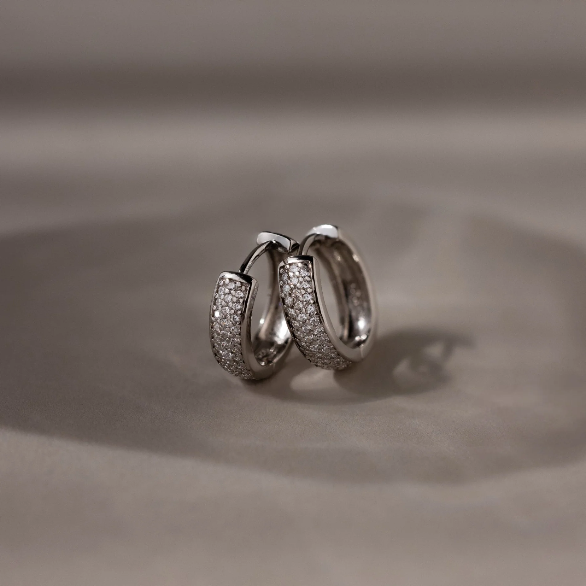Pave Diamond Huggies in Silver