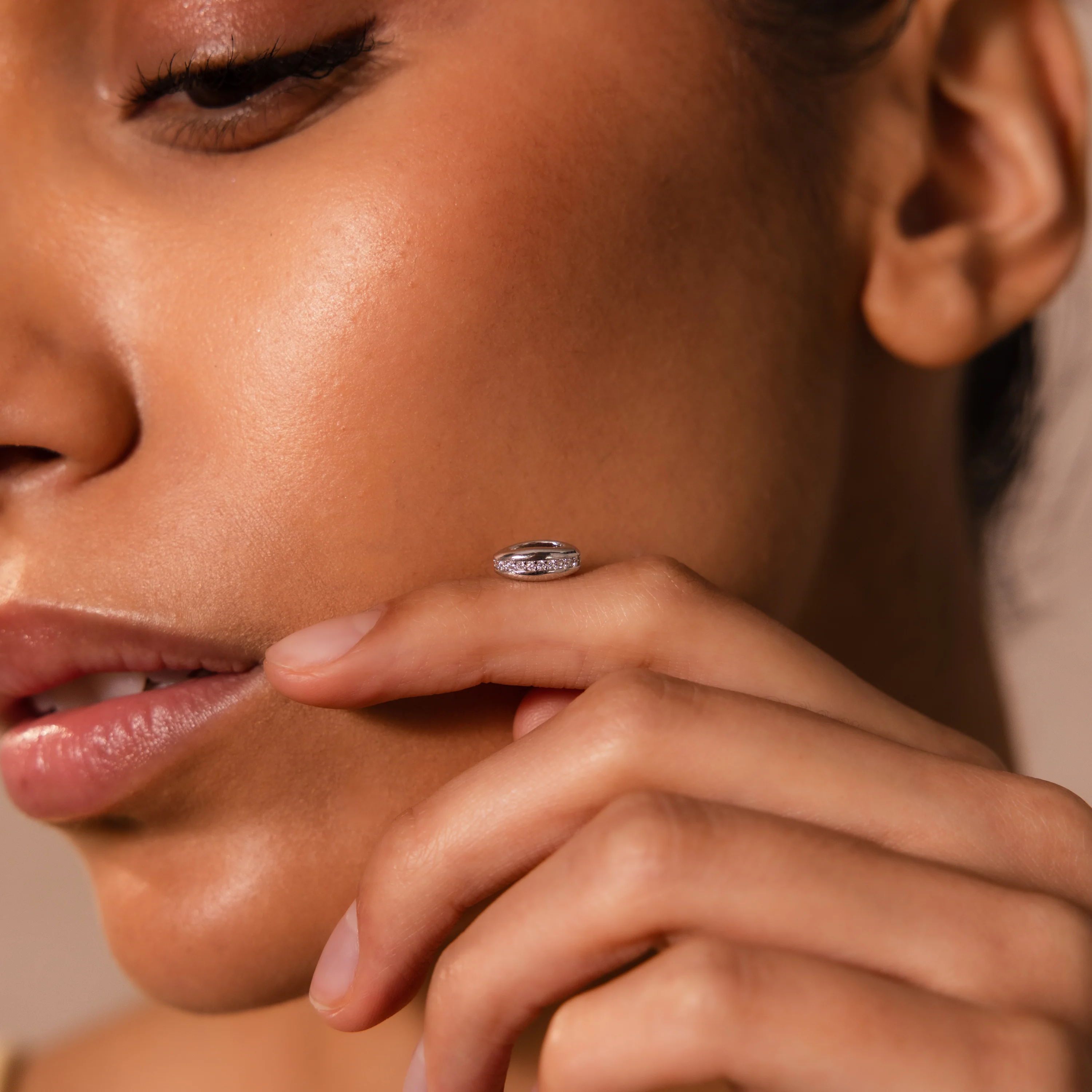 Pave Dome Spacer Charm in Silver - Image 2