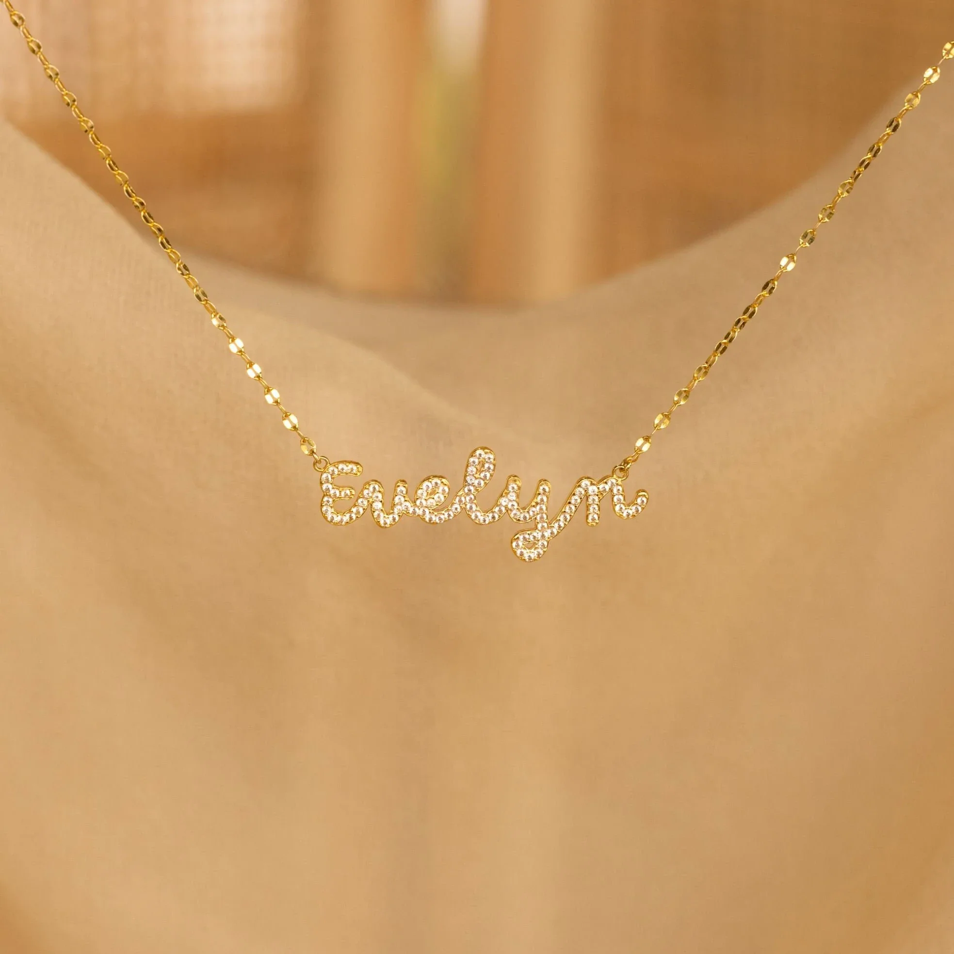 Pave Dream Script Name Necklace - Image 2