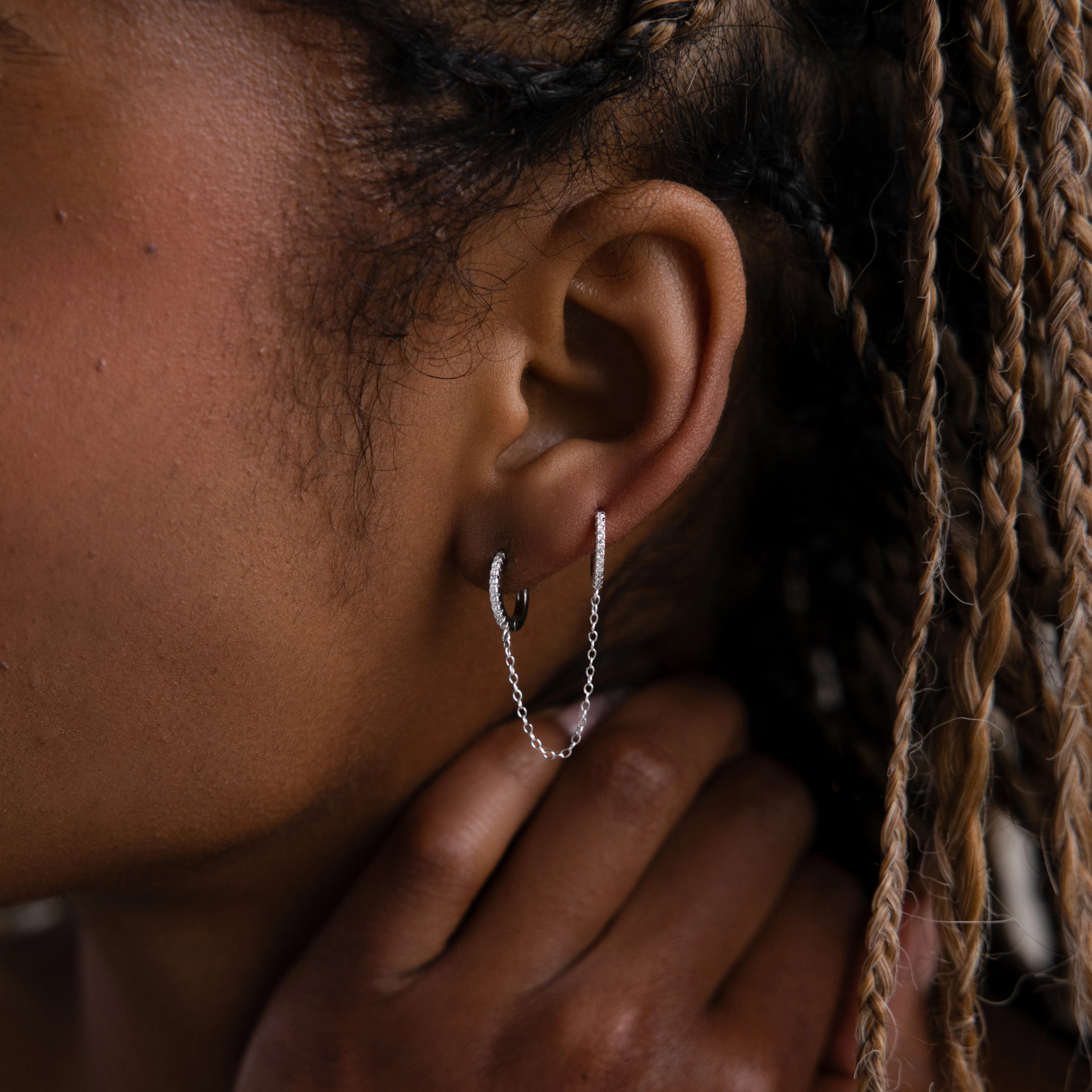 Pave Duo Chain Earrings - Image 5