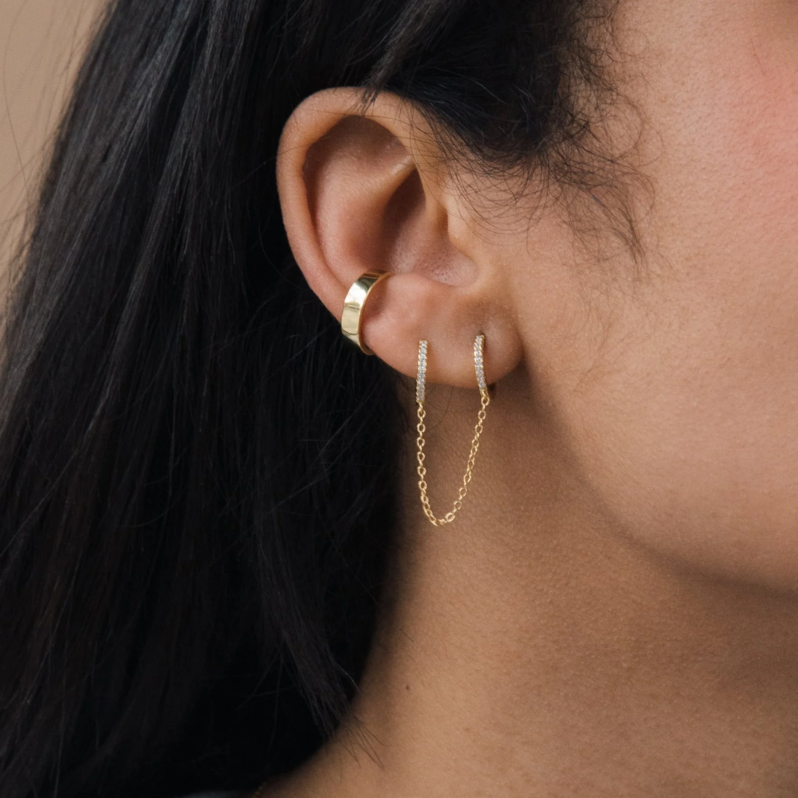Pave Duo Chain Earrings - Image 7