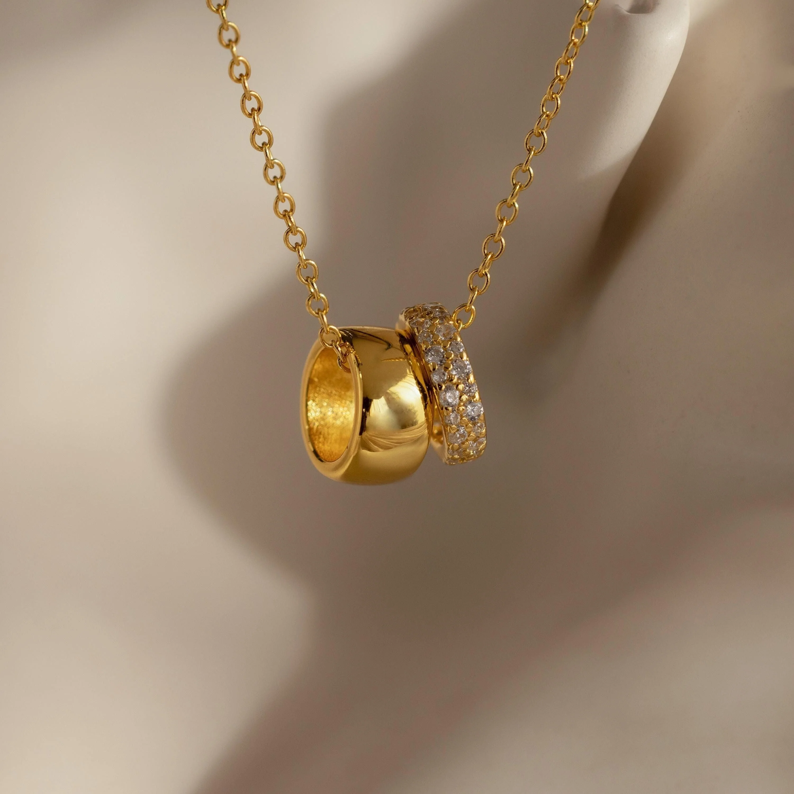 Pave Duo Circle Necklace - Image 2