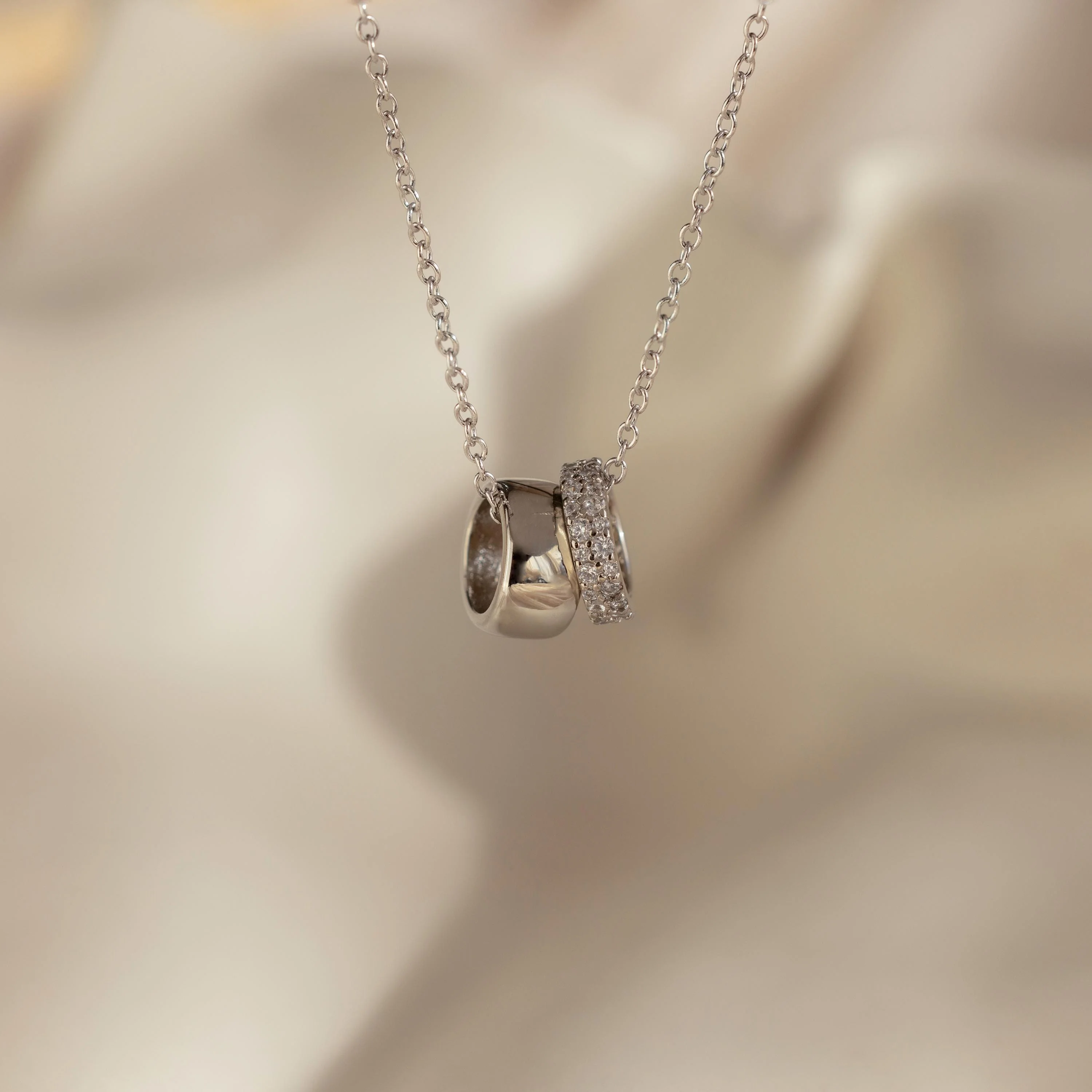 Pave Duo Circle Necklace - Image 5