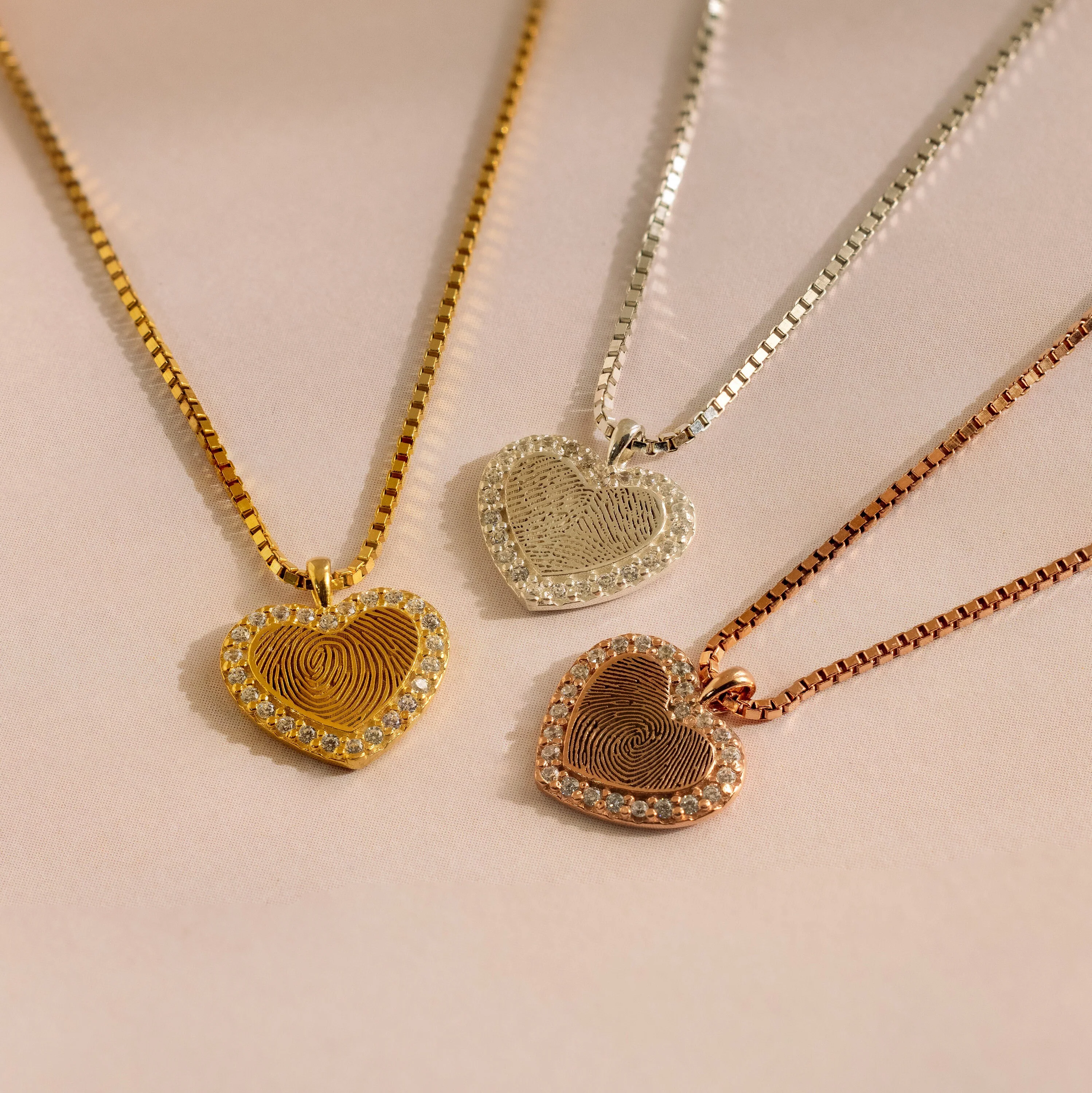 Pave Fingerprint Heart Necklace - Image 3