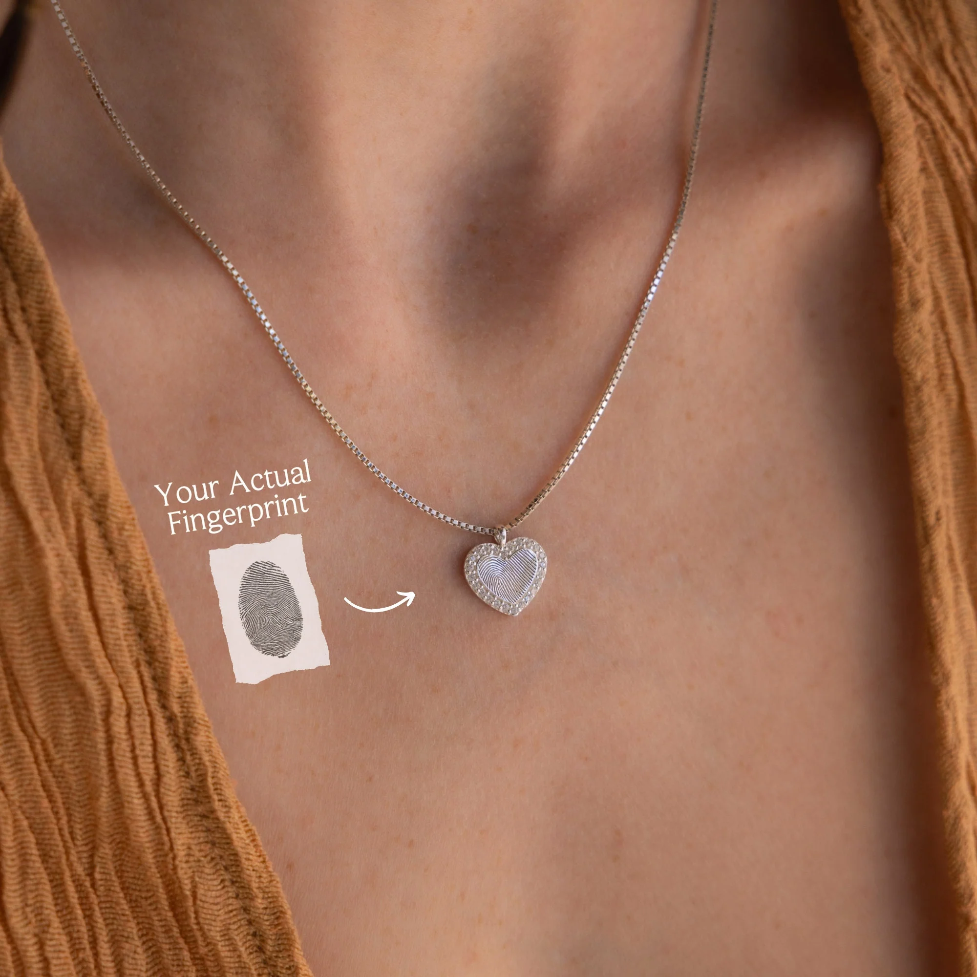 Pave Fingerprint Heart Necklace - Image 4
