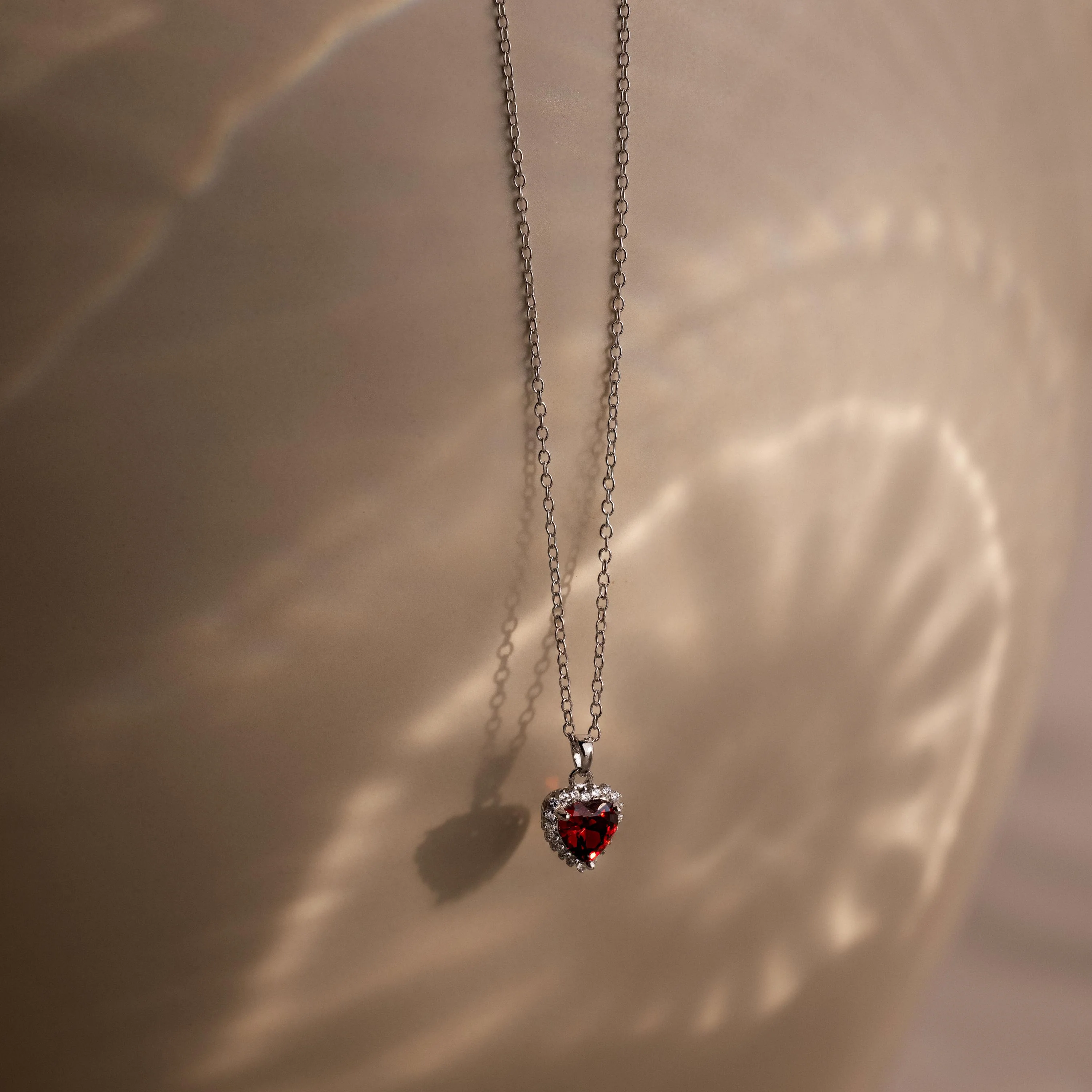 Pave Garnet Heart Necklace - Image 5