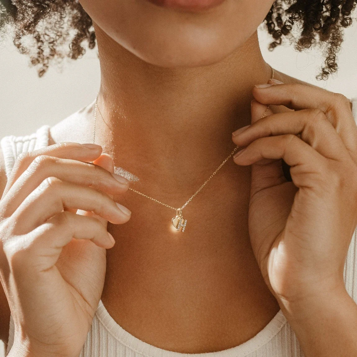 Pave Initial Heart Necklace - Image 2