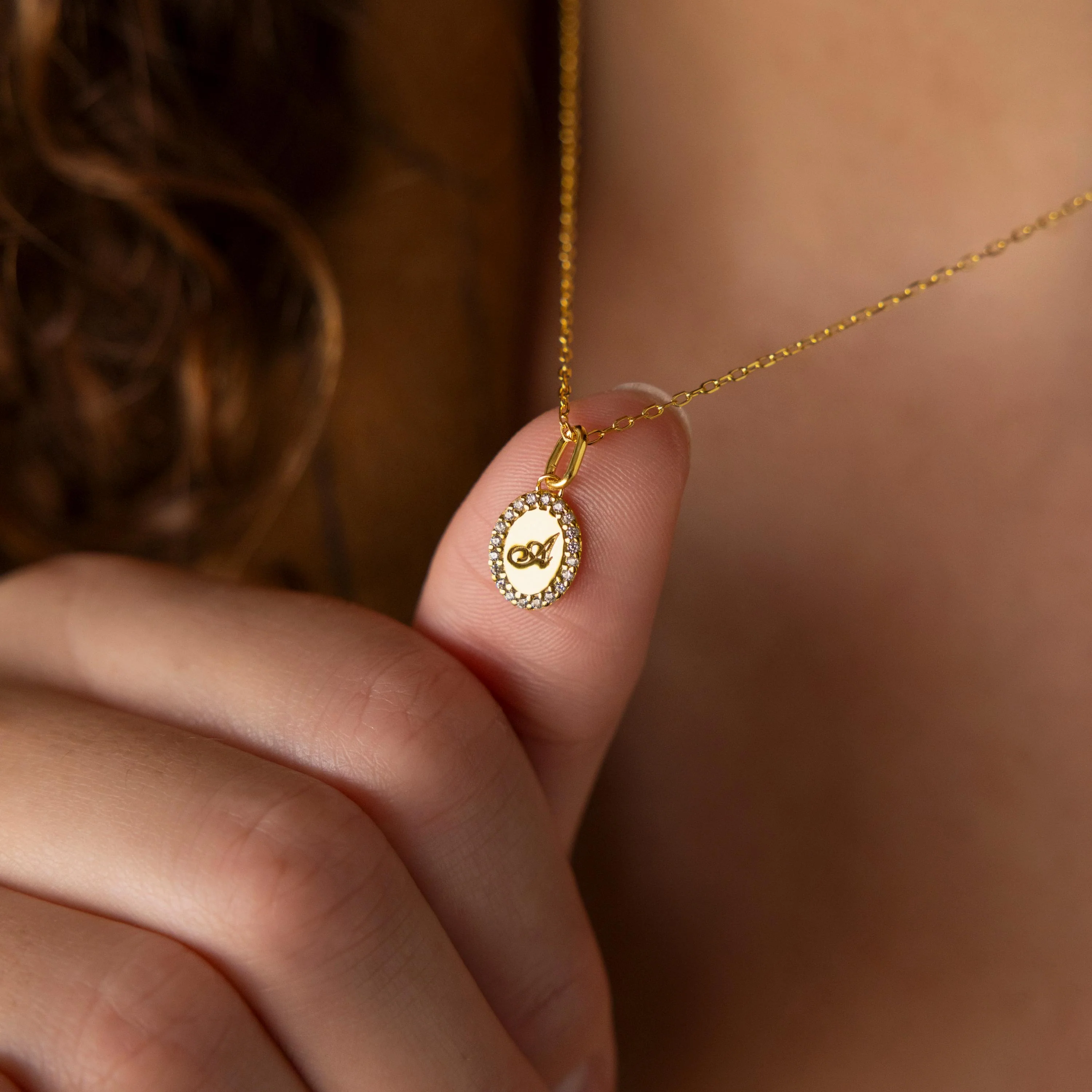Pave Initial Pendant Necklace - Image 2