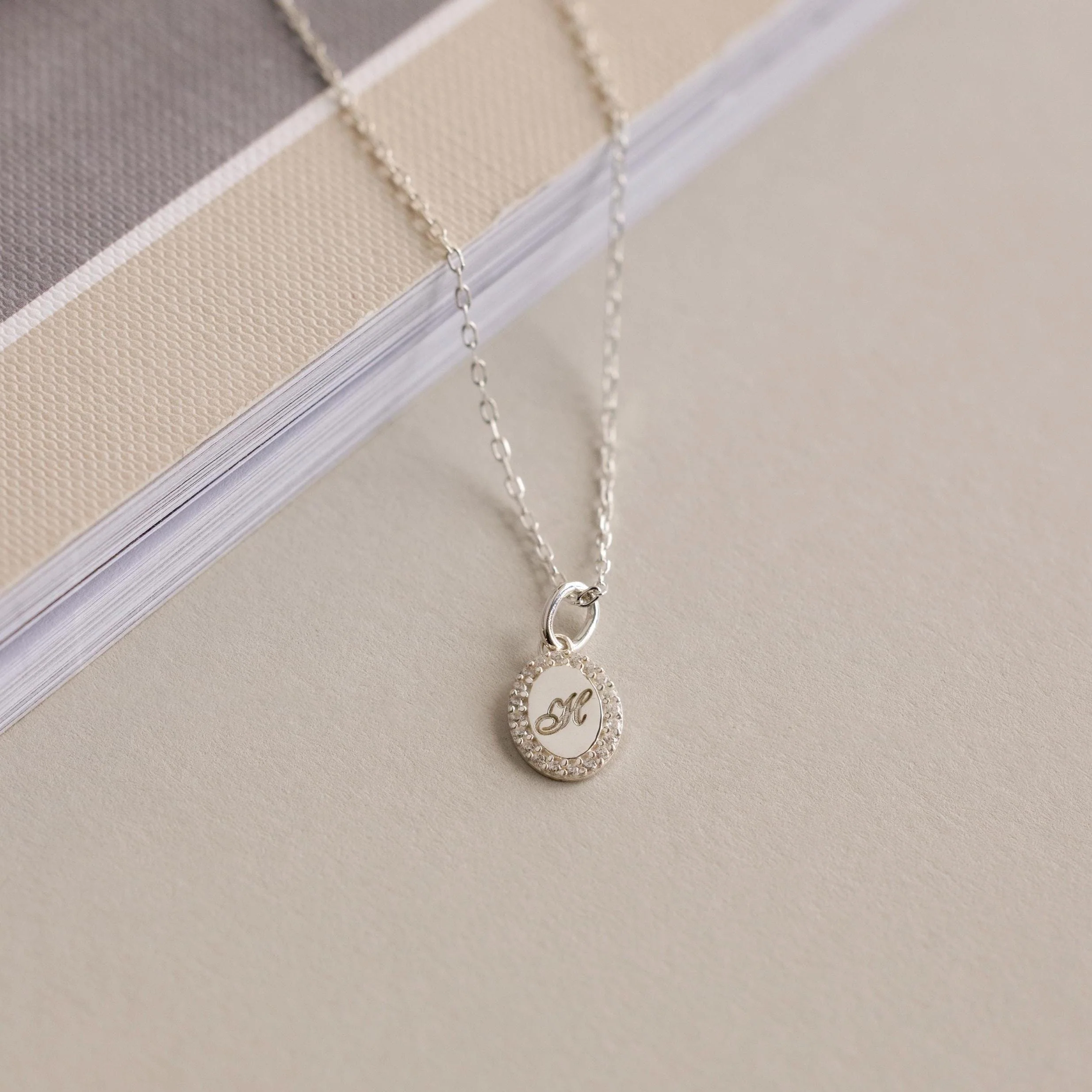 Pave Initial Pendant Necklace - Image 4