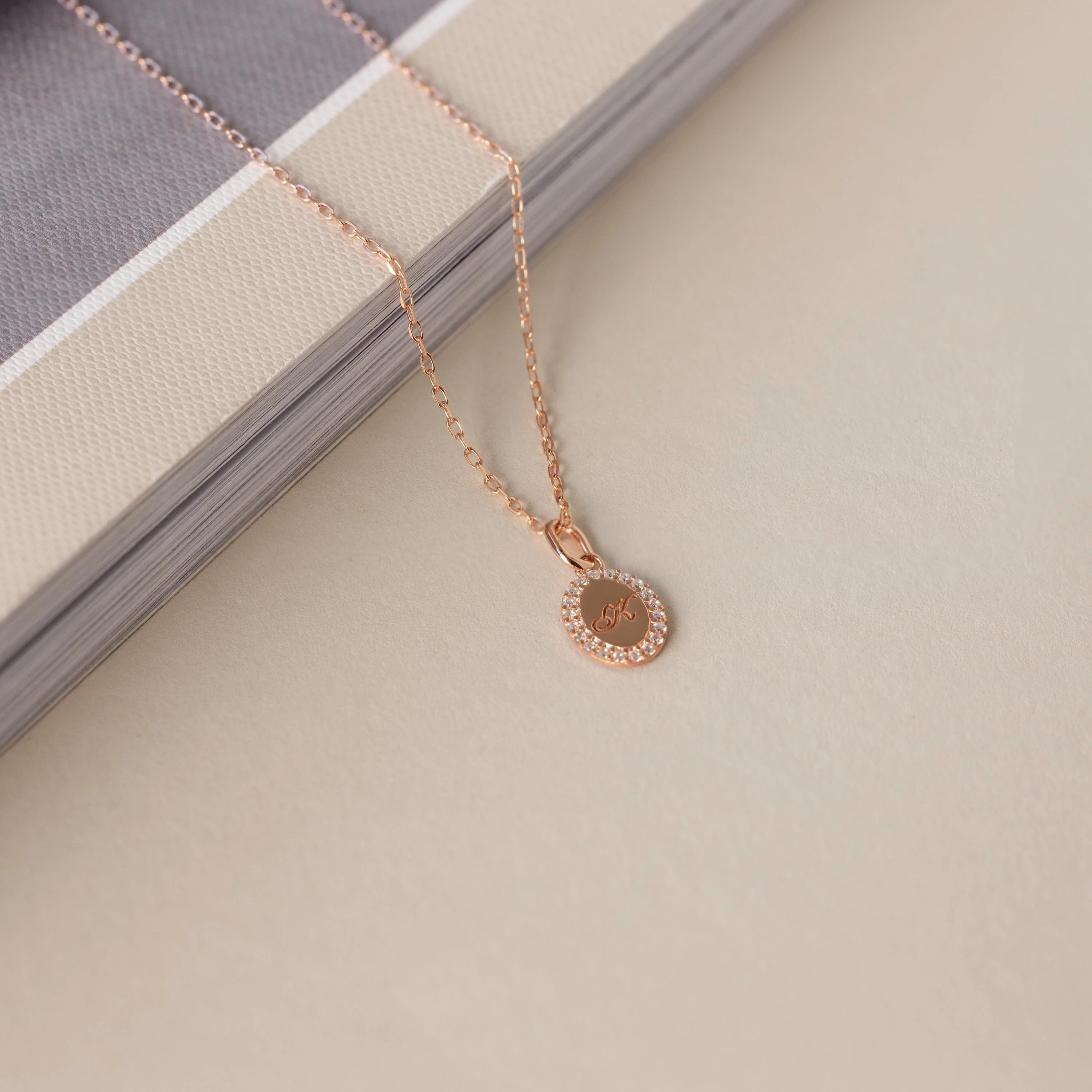 Pave Initial Pendant Necklace - Image 7