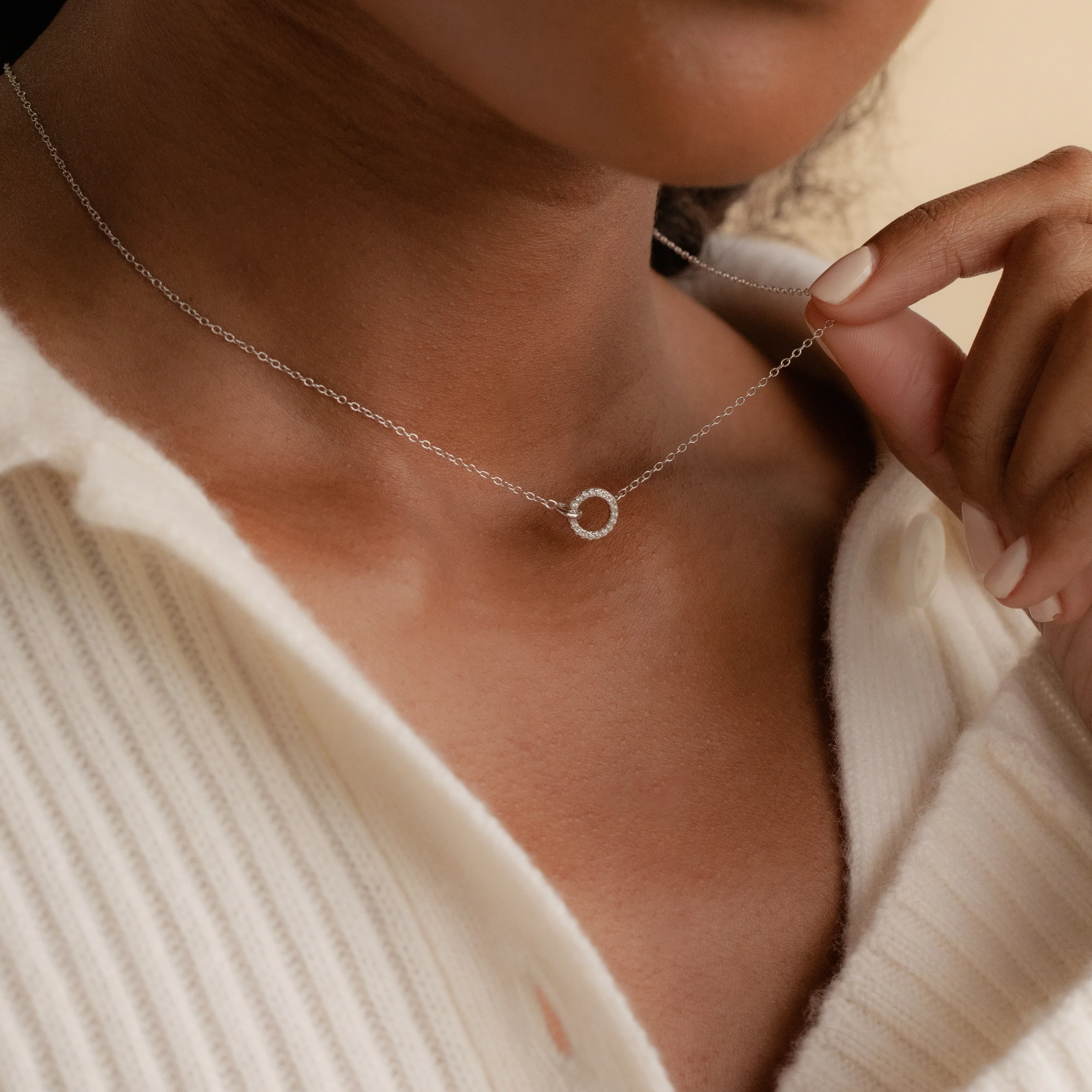 Pave Interlocking Necklace in Silver - Image 2