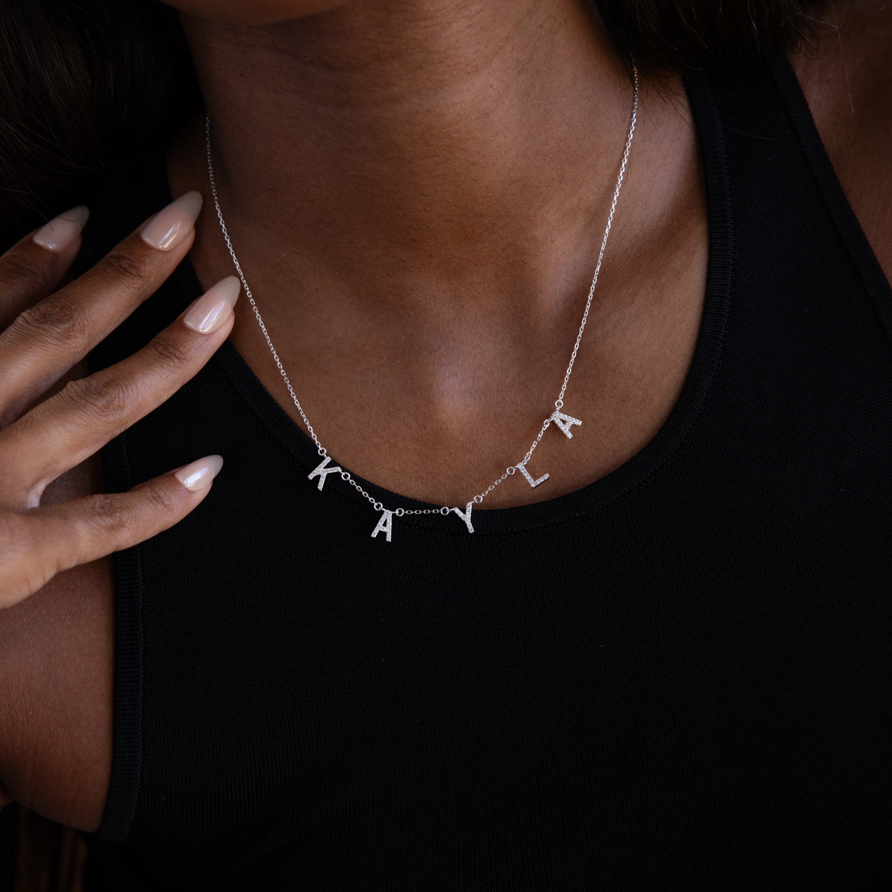 Pave Letter Necklace - Image 4