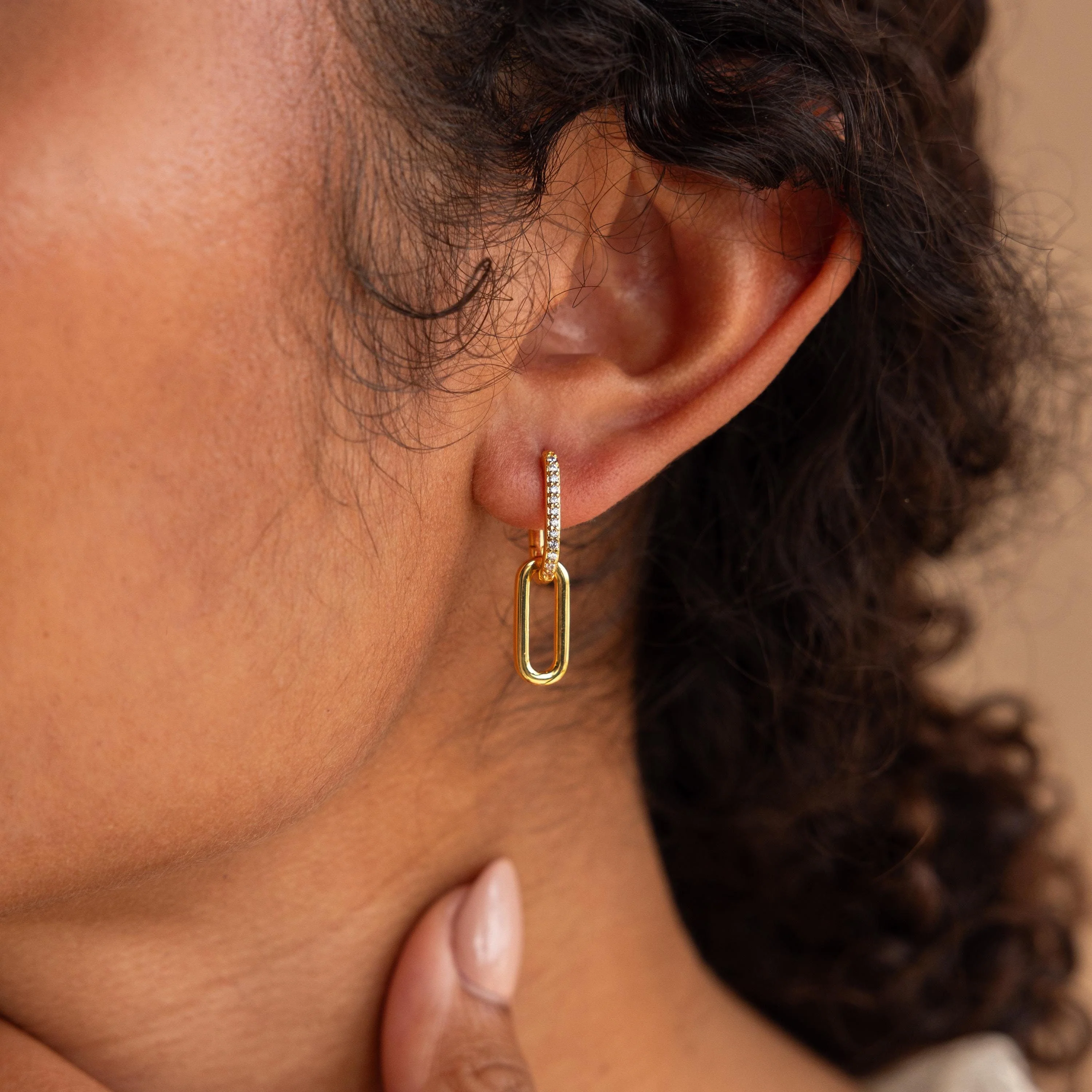 Pave Link Drop Earrings - Image 2