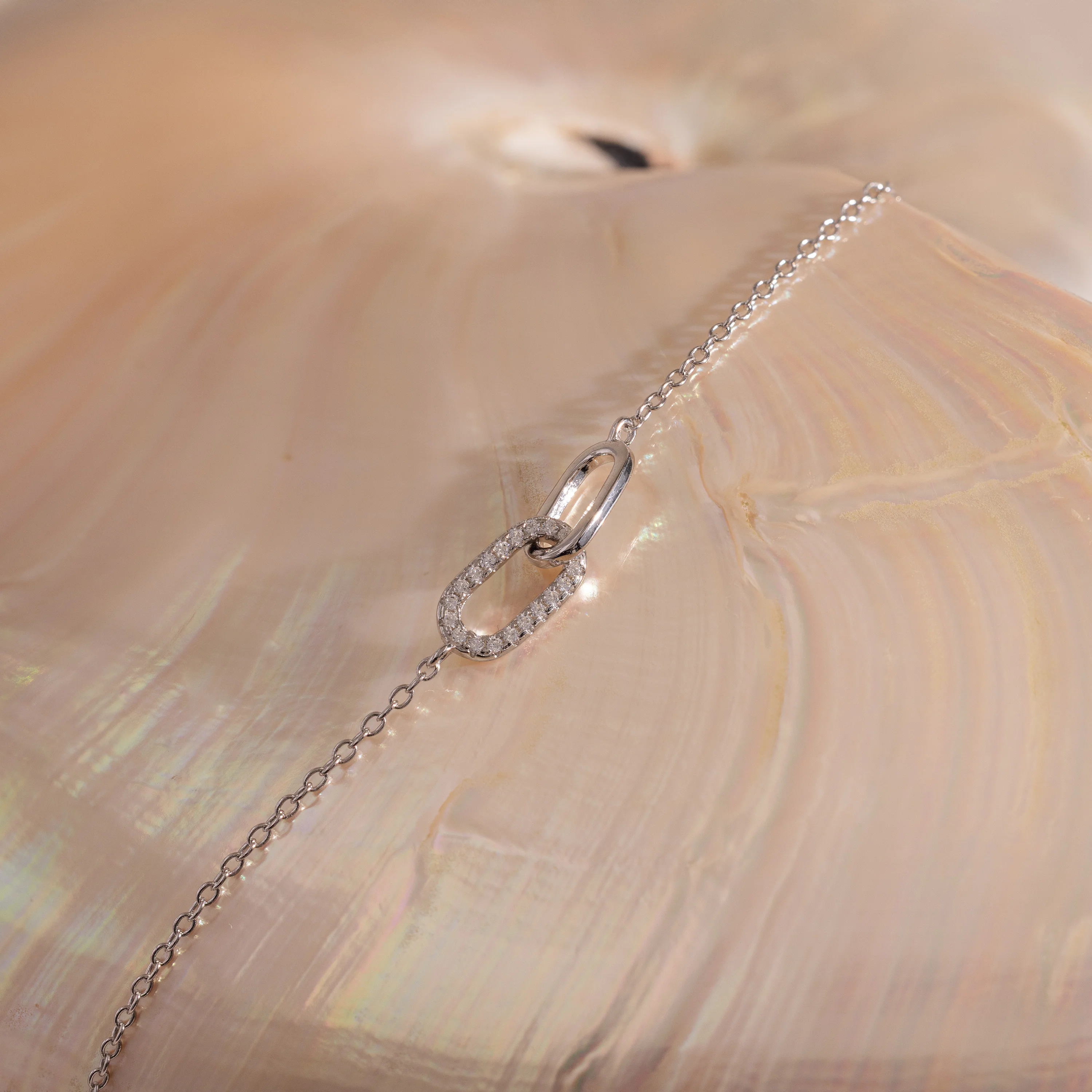 Pave Linked Pendant Bracelet in Silver - Image 5