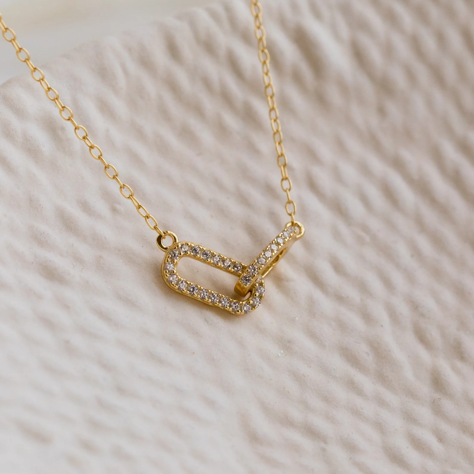 Pave Linked Pendant Necklace - Image 3