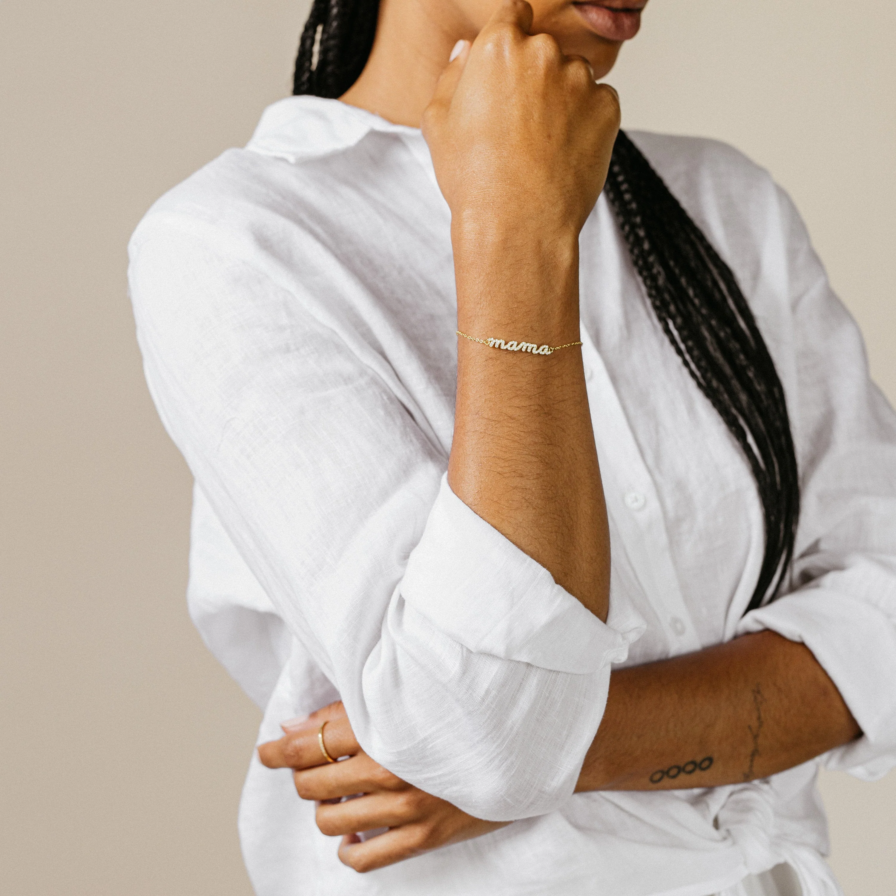 Pave Mama Script Bracelet - Image 5