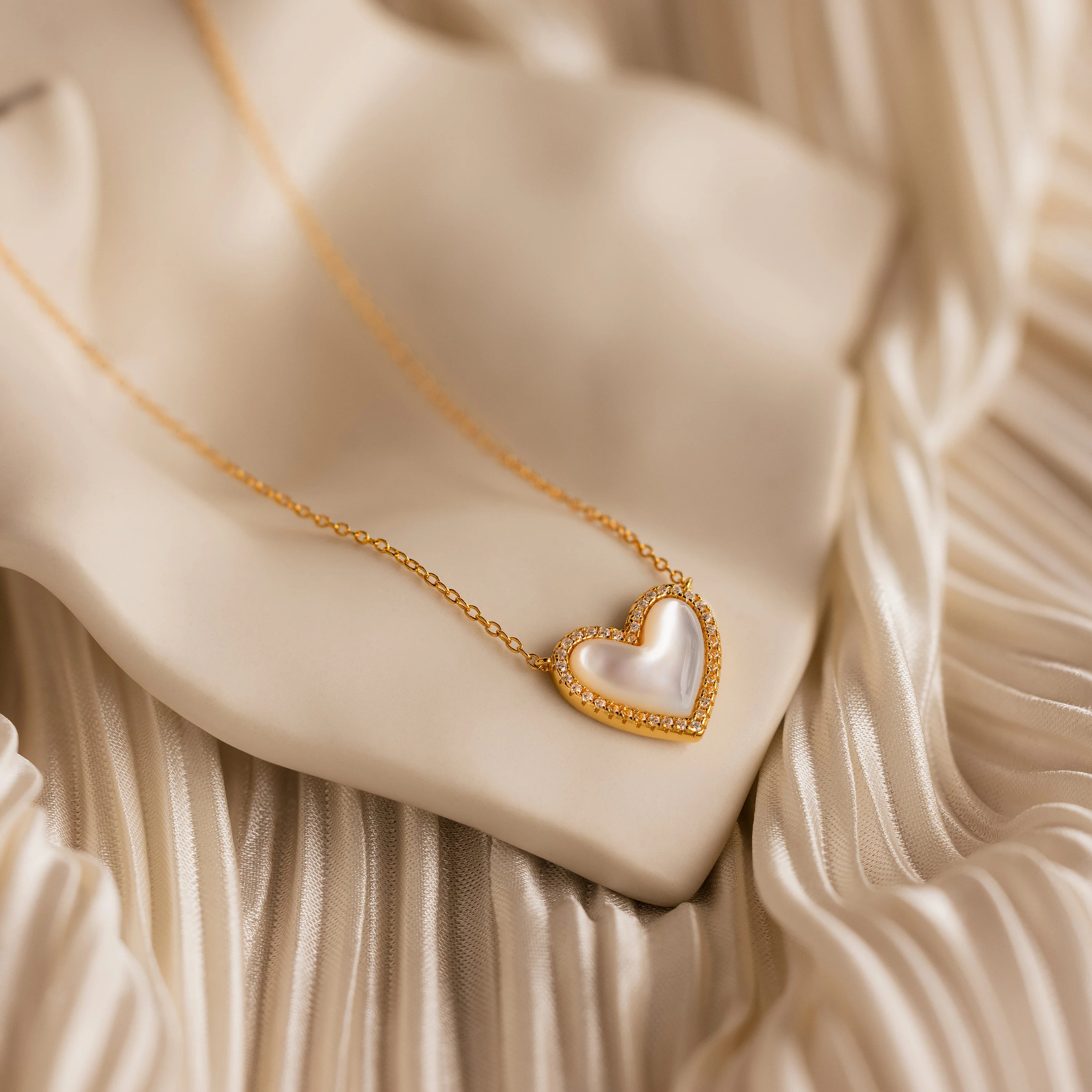 Pave Mother of Pearl Heart Necklace - Image 6