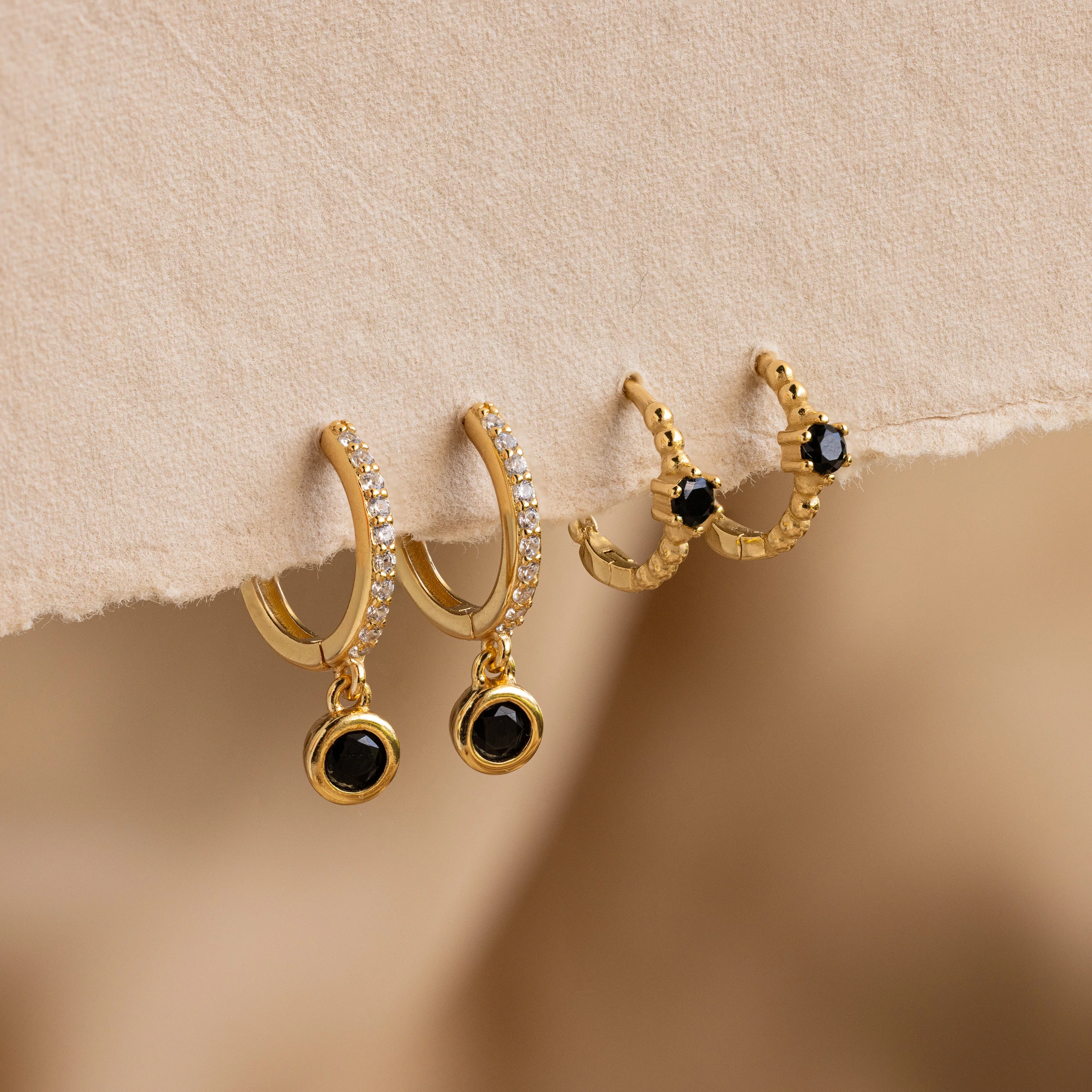 Pave Onyx Drop Huggies - Image 7