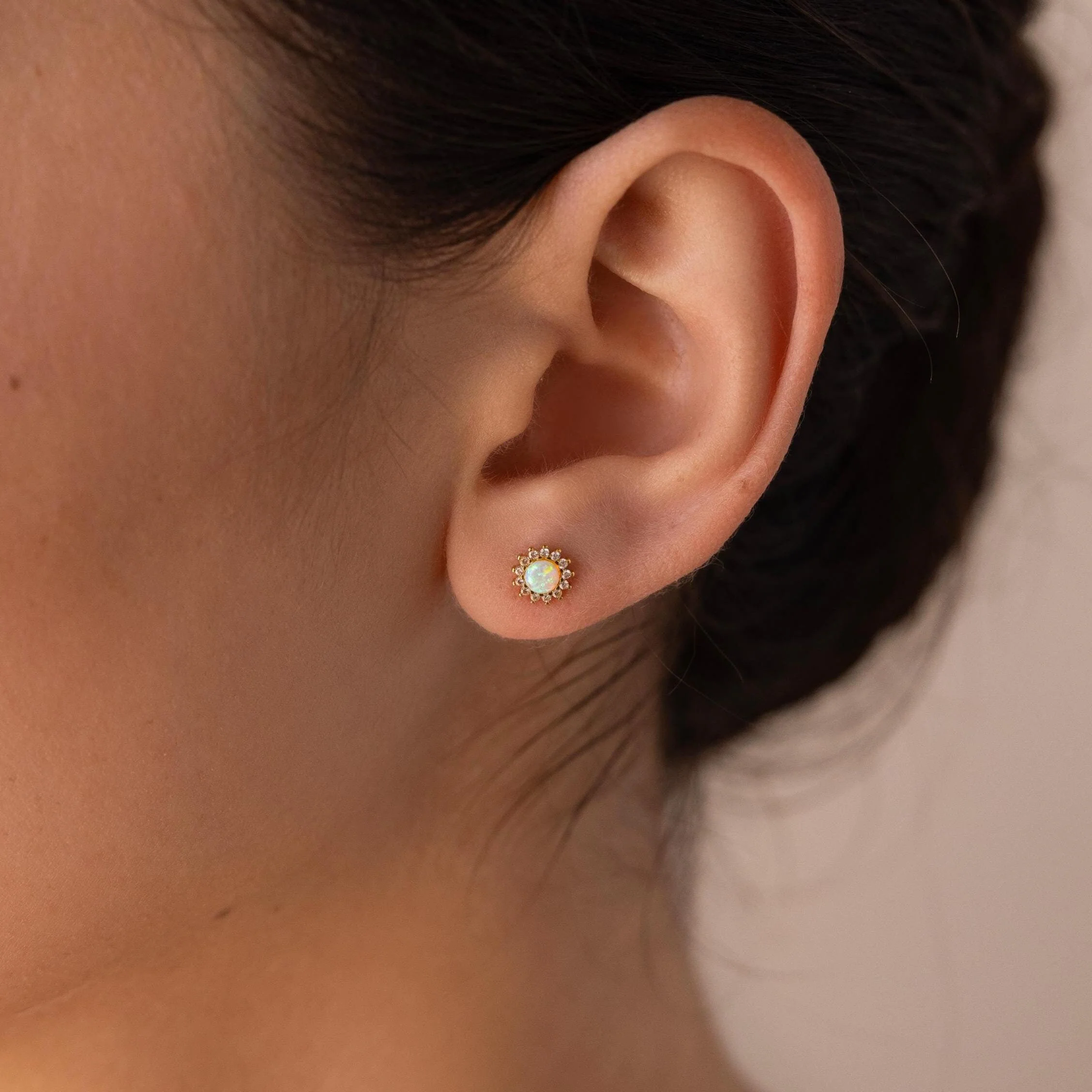 Pave Opal Moon Studs - Image 2