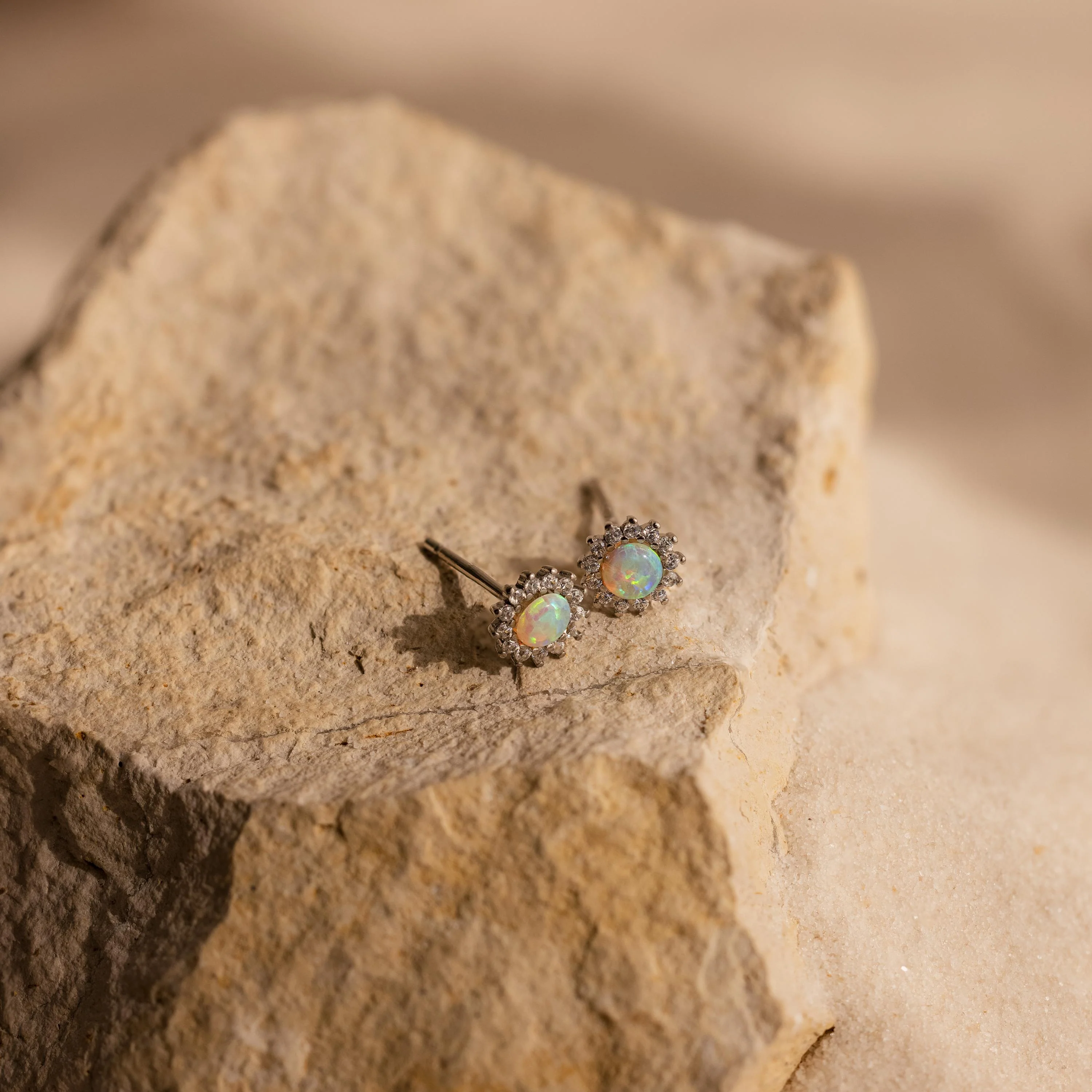 Pave Opal Moon Studs - Image 4