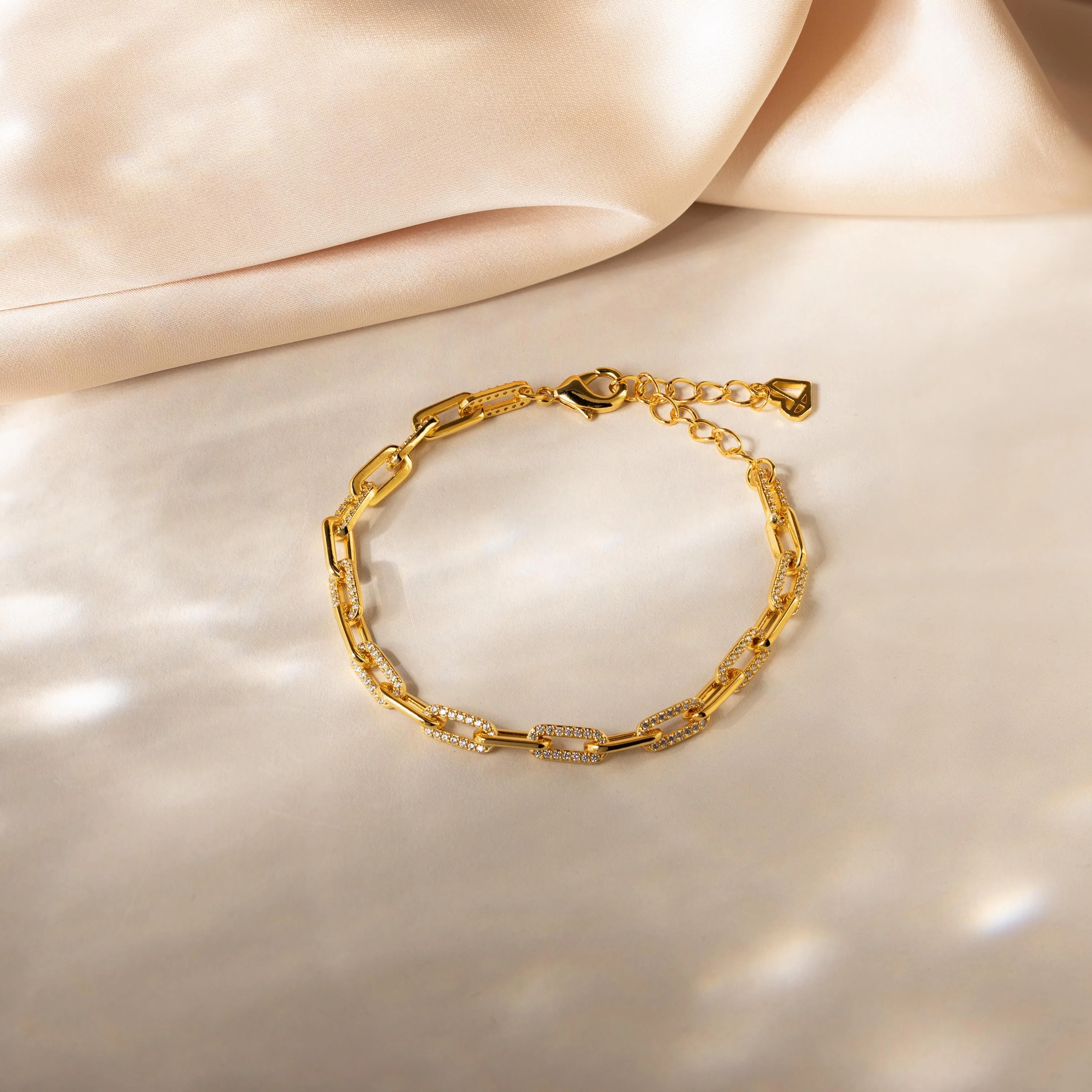 Pave Paperclip Chain Bracelet