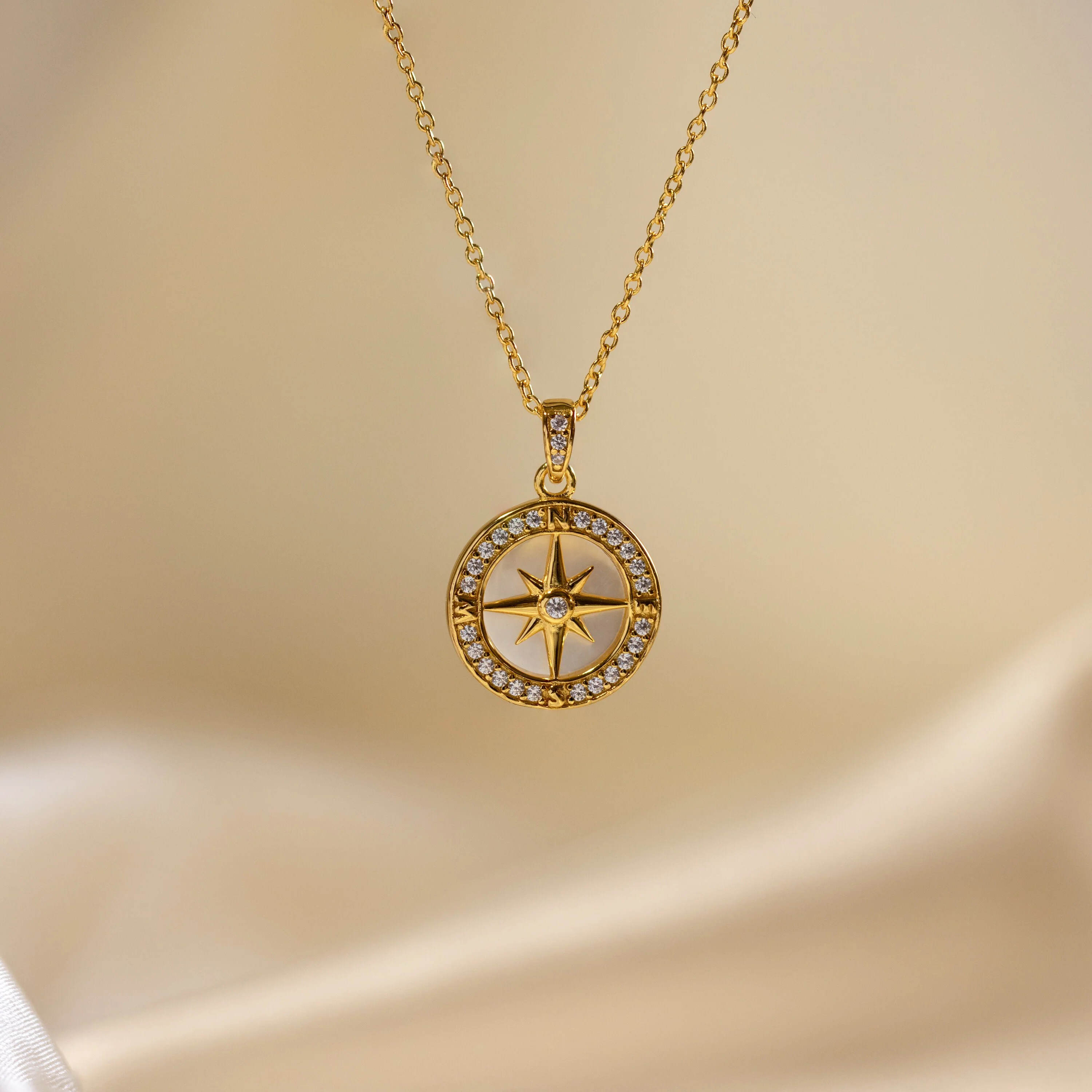 Pave Pearl Compass Necklace - Image 7